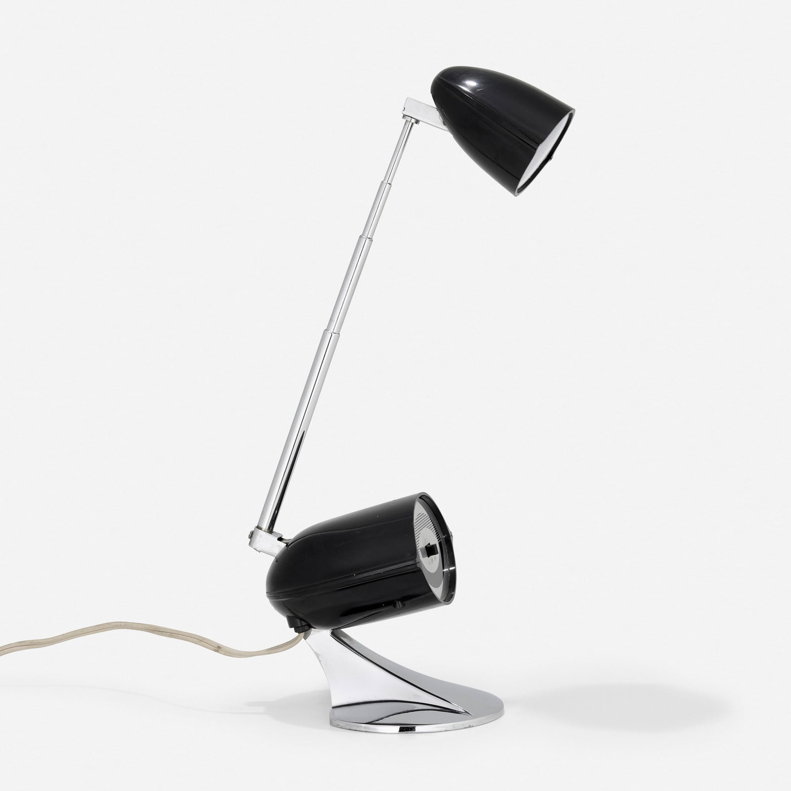 Hamilton Industries, Table lamp: Hamilton Industries Table lamp USA, c. 1960 plastic, chrome-plated metal 10.5 h x 5 w x 5 d in (27 x 13 x 13 cm) Decal manufacturer's label to reverse 'Hamilton Industries'.