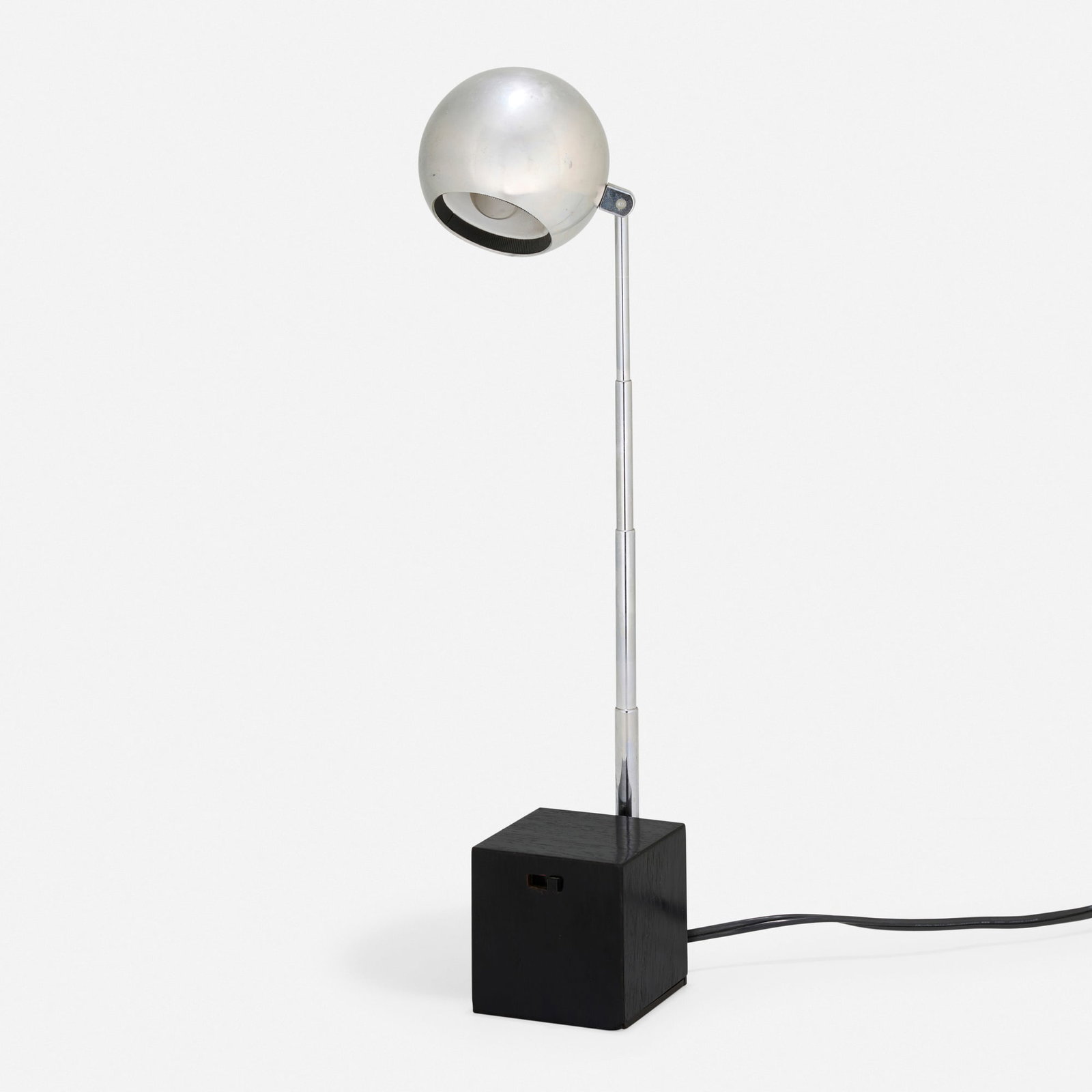 Michael Lax, Lytegem table lamp: Michael Lax Lytegem table lamp Lightolier USA, 1965 chrome-plated metal, wood 8.5 h x 3 w x 4 d in (22 x 8 x 10 cm) An example of this design is in the permanent collection of the