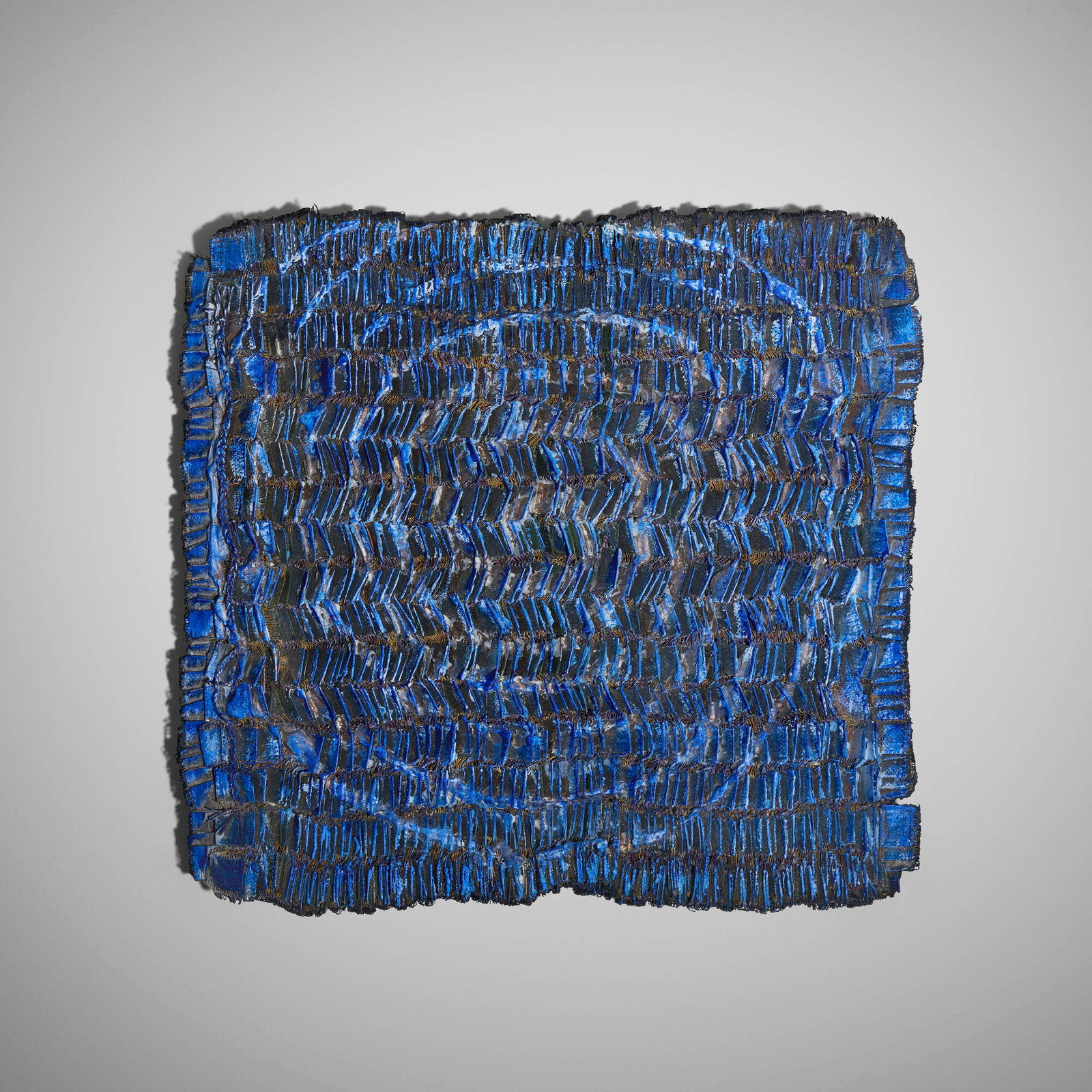 Olga de Amaral, 11th Vestige/Vestigio 11: Olga de Amaral 11th Vestige/Vestigio 11 1994 cotton, gesso, acrylic paint, Japanese paper and silver leaf mounted on wood 13.25 h x 14.5 w x 1.5 d in (34 x 37 x 4 cm) Signed, titled, dated, and