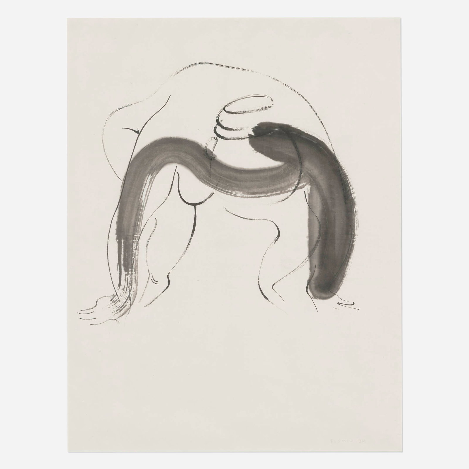 Isamu Noguchi, Untitled (Peking Brush Drawing): Isamu Noguchi Untitled (Peking Brush Drawing) 1930 ink on paper 45 h x 35 w in (114 x 89 cm) Signed and dated to lower right 'Isamu '30'. This work is included in The Isamu Noguchi