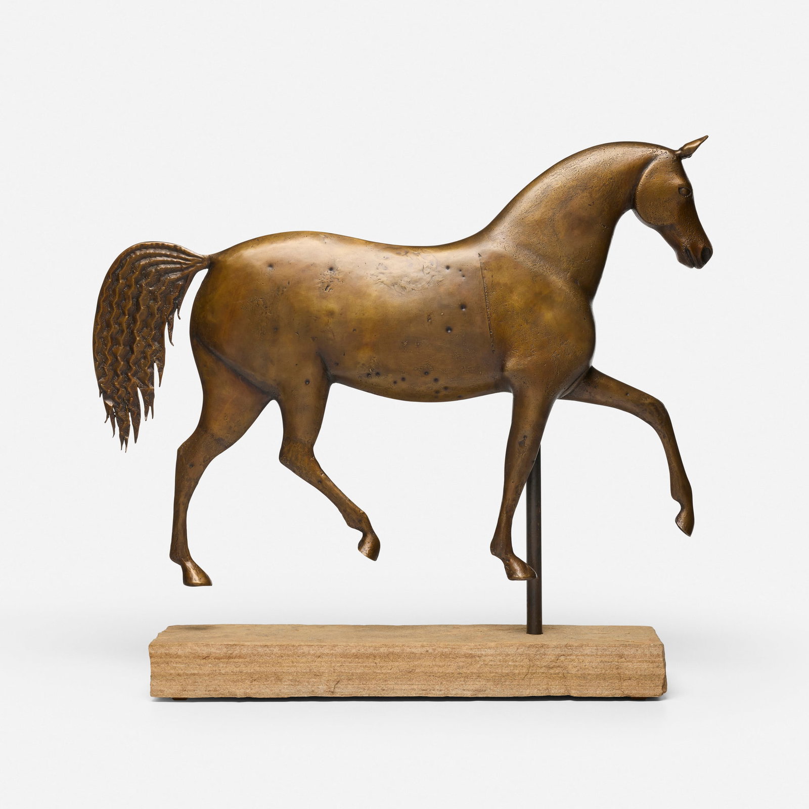 Dalia Ward, Horse Weathervane: Dalia Ward Horse Weathervane c. 1999 brass, sandstone, steel 26.5 h x 30 w x 6 d in (67 x 76 x 15 cm) Signed and numbered to underside 'Dalia Ward 5/30'. This work is a replica after a