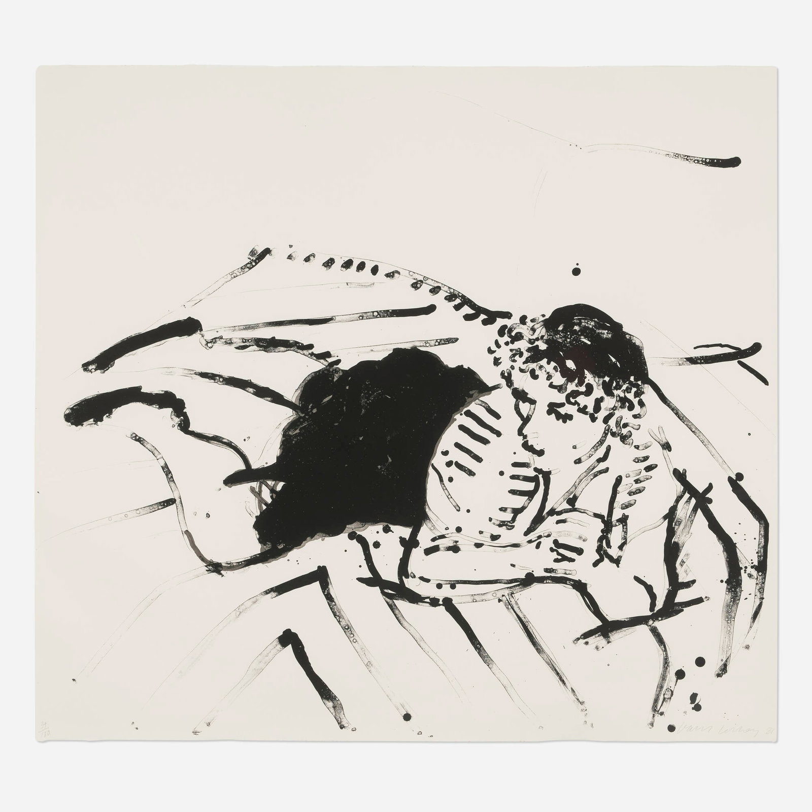 David Hockney, Big Celia Print #2: David Hockney Big Celia Print #2 1981 lithograph on Arches Cover 52.25 h x 57.5 w in (133 x 146 cm) Signed, dated, and numbered to lower edge '34/100 David Hockney 81' with publisher's 