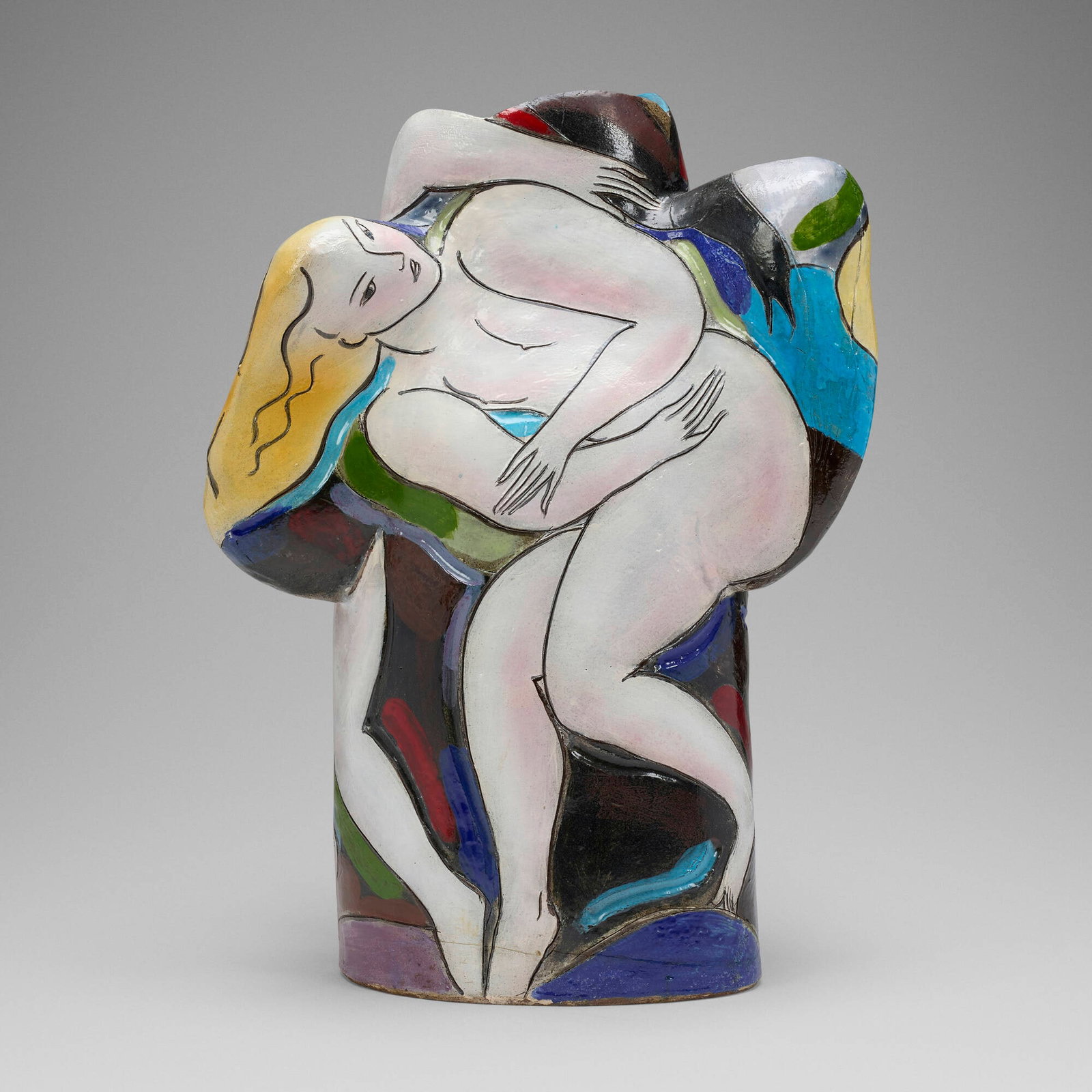 Rudy Autio, Untitled (Horse and Figures): Rudy Autio Untitled (Horse and Figures) c. 1985 hand-built glazed stoneware 38.5 h x 25 w x 22 d in (98 x 63 x 56 cm) Incised signature to side 'Autio'. Provenance: The Collection of Lowell and