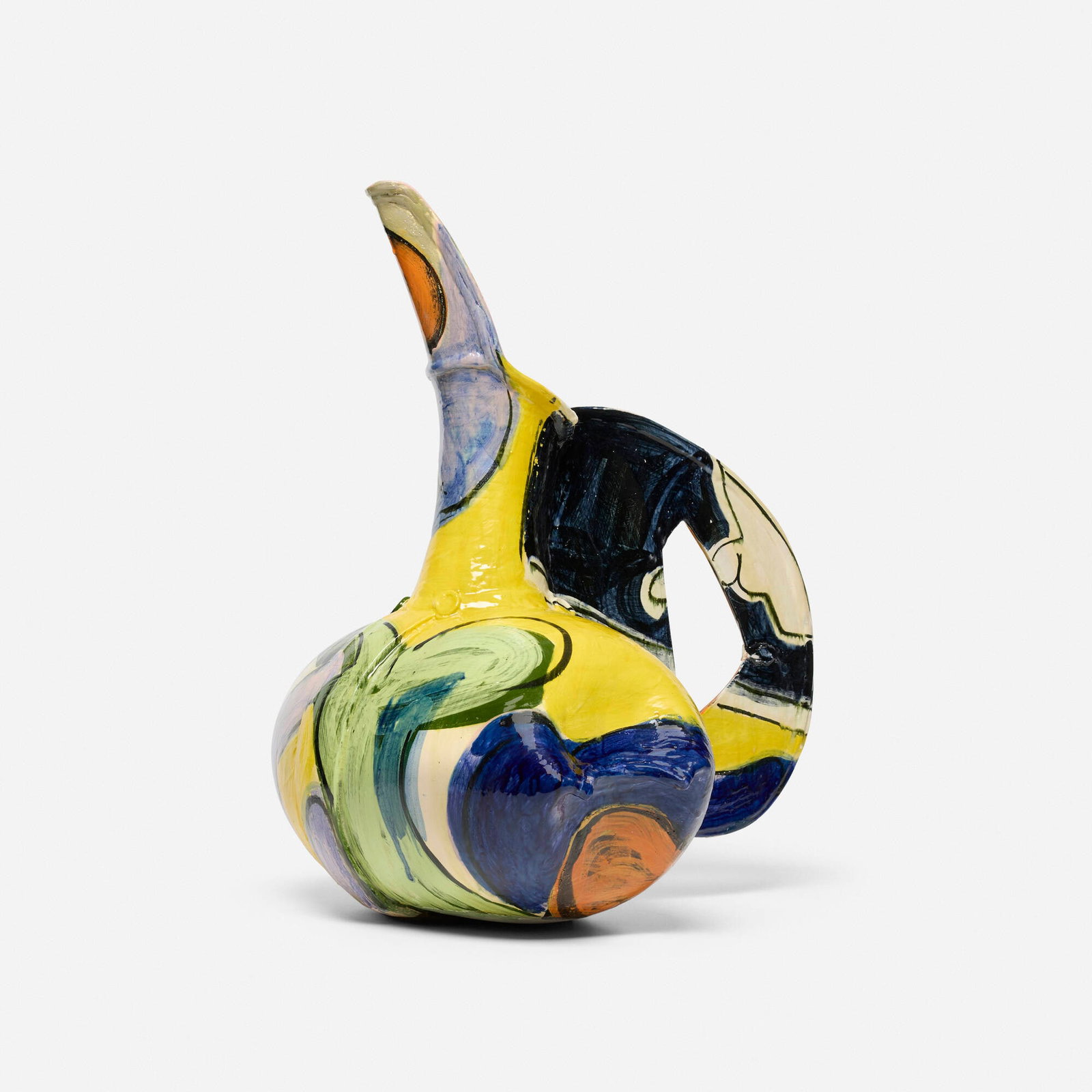 Betty Woodman, Pillow Pitcher: Portrait: Betty Woodman Pillow Pitcher: Portrait 1998 glazed earthenware 25 h x 19.5 w x 22.5 d in (63 x 50 x 57 cm) Sold with a digital copy of the original invoice from Max Protetch. Provenance: Max