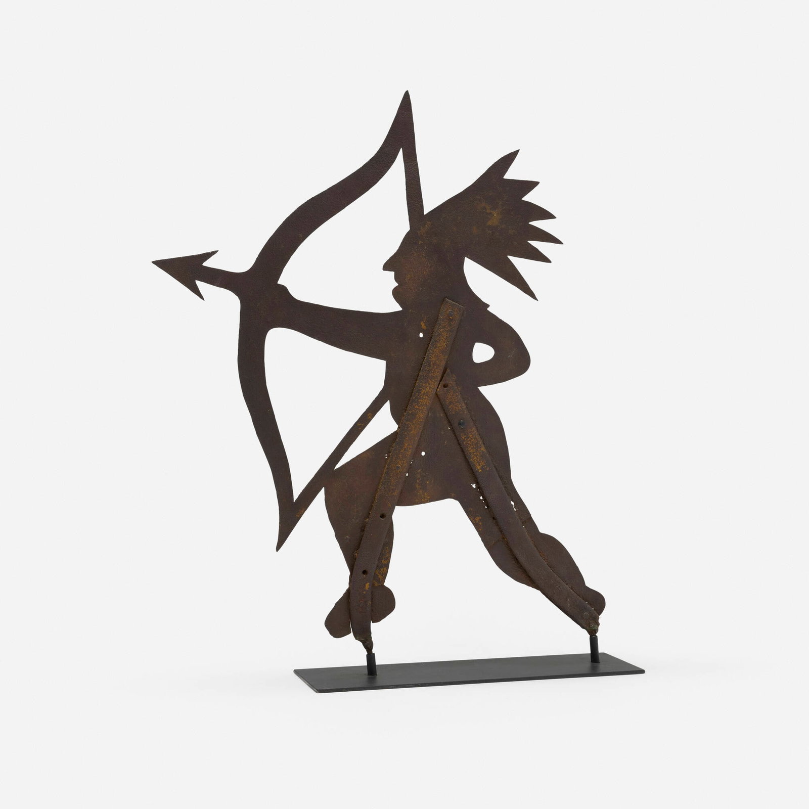 American, Weathervane: American Weathervane early 20th century patinated steel 35.25 h x 29 w x 6 d in (90 x 74 x 15 cm) Provenance: The Collection of Lowell and Diane Fixler, Chicago This work will ship from Lambertville,