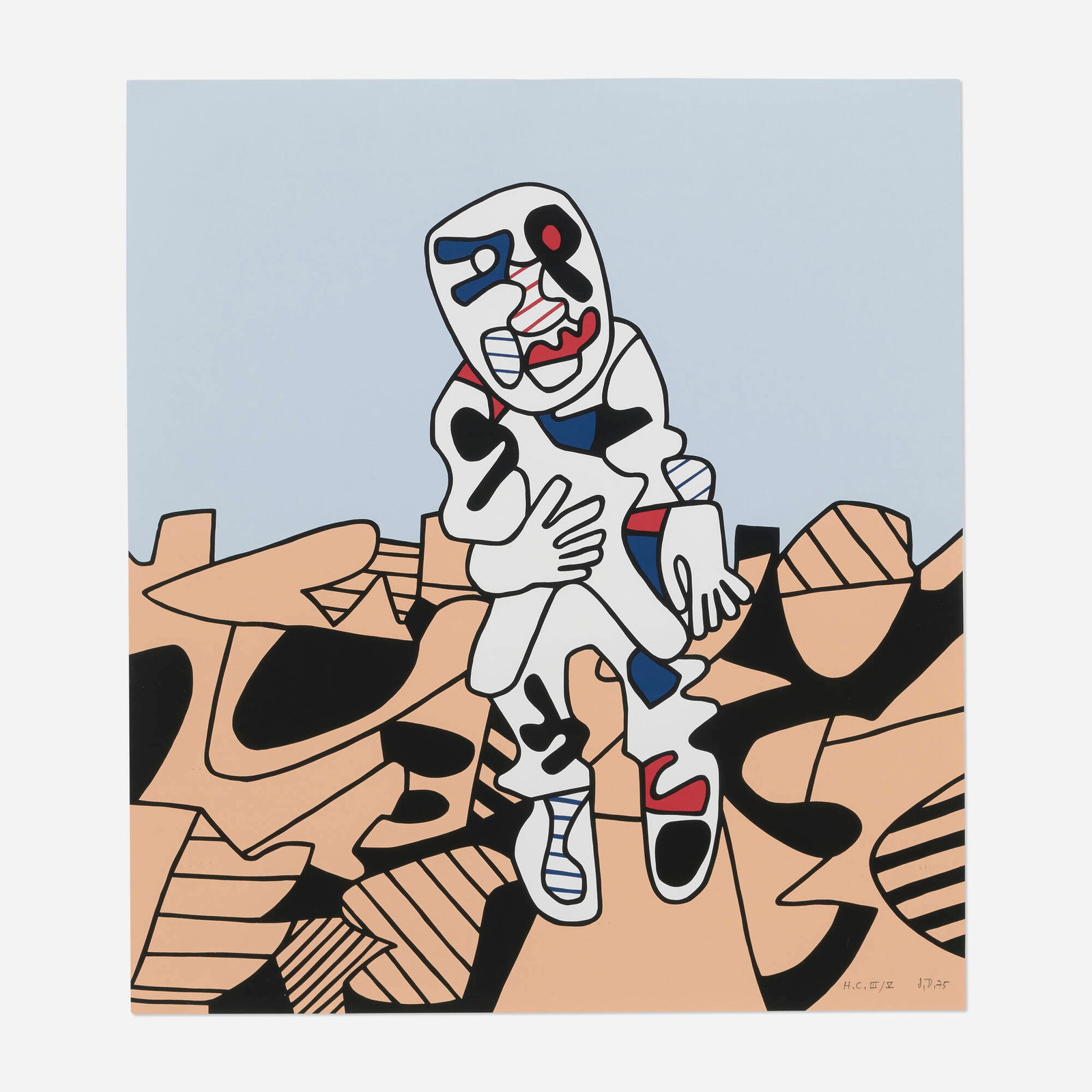 Jean Dubuffet, Marche en Campagne: Jean Dubuffet Marche en Campagne 1975 screenprint in colors 31.125 h x 27.875 w in (79 x 71 cm) Signed, dated, and numbered to lower edge 'H.C. III/V J.D. 75'. This work is hors commerce 3