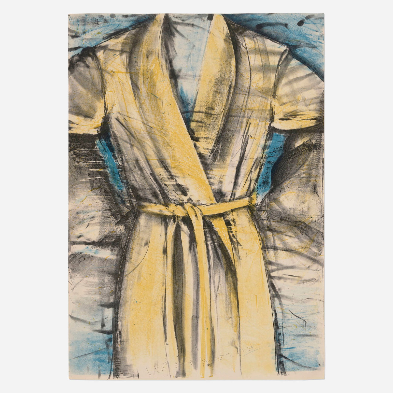Jim Dine, The Yellow Robe: Jim Dine The Yellow Robe 1980 lithograph in colors 50 h x 35.125 w in (127 x 89 cm) Signed, dated, and numbered to lower edge 'L.F.P. imp. Jim Dine 1980'. This work is one of two Landfall