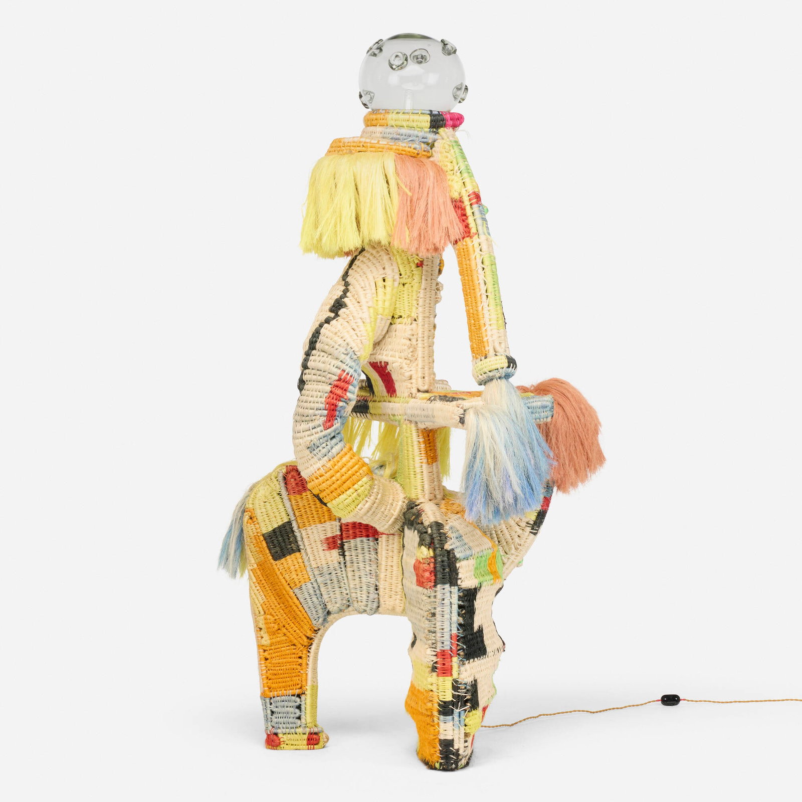 Misha Kahn, Wanna Get Lunch: Misha Kahn Wanna Get Lunch USA, 2020 hand-woven fiber, glass 85 h x 36 w x 24.5 d in (216 x 91 x 62 cm) Provenance: Collection of Mark McDonald This work will ship from Lambertville,
