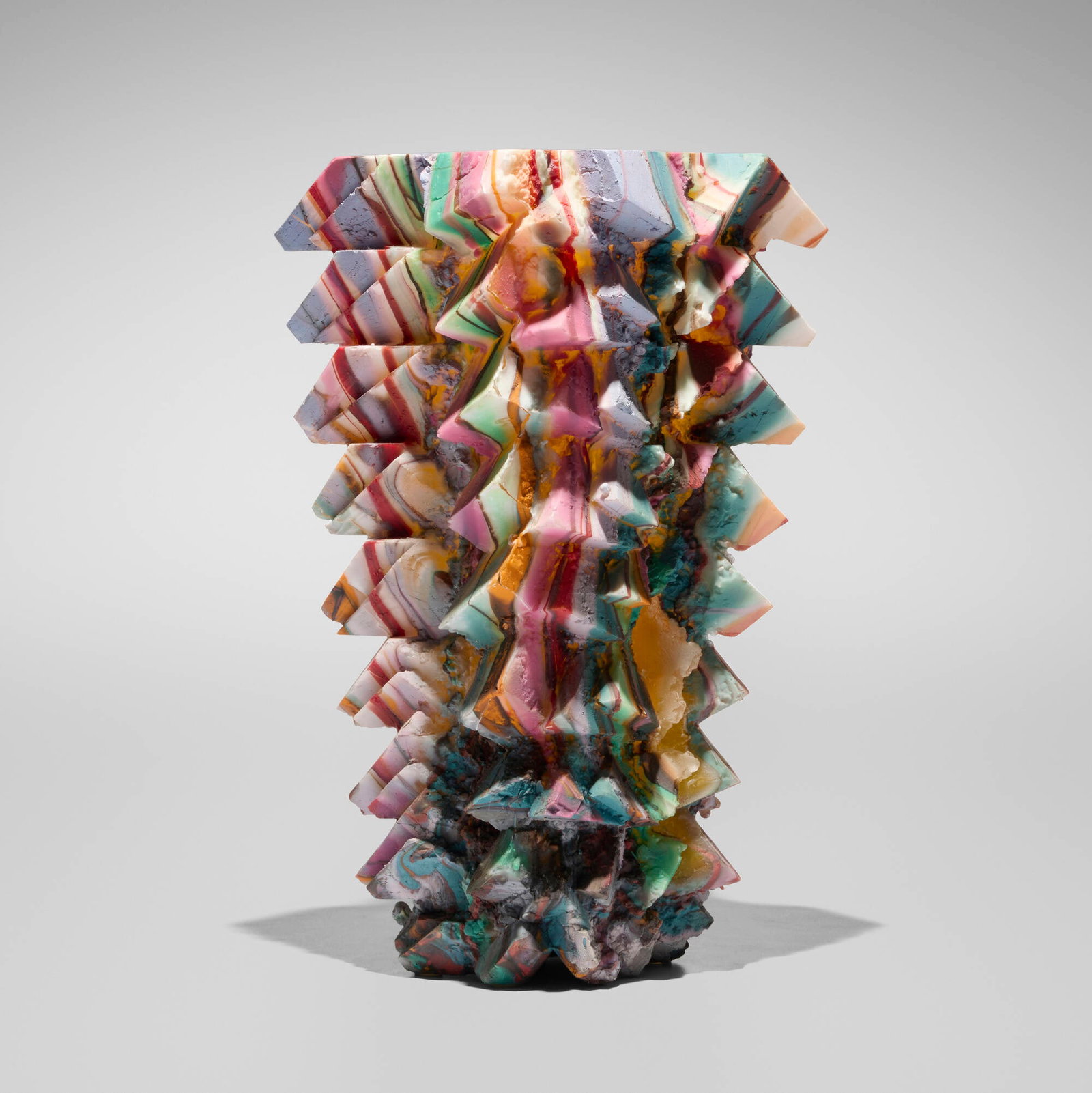 Thaddeus Wolfe, Untitled: Thaddeus Wolfe Untitled 2017 mold-blown glass 12.625 h x 6.75 w x 6.25 d in (32 x 17 x 16 cm) Etched signature and date to underside 'Thaddeus Wolfe 1/2017'. Provenance: Pierre Marie
