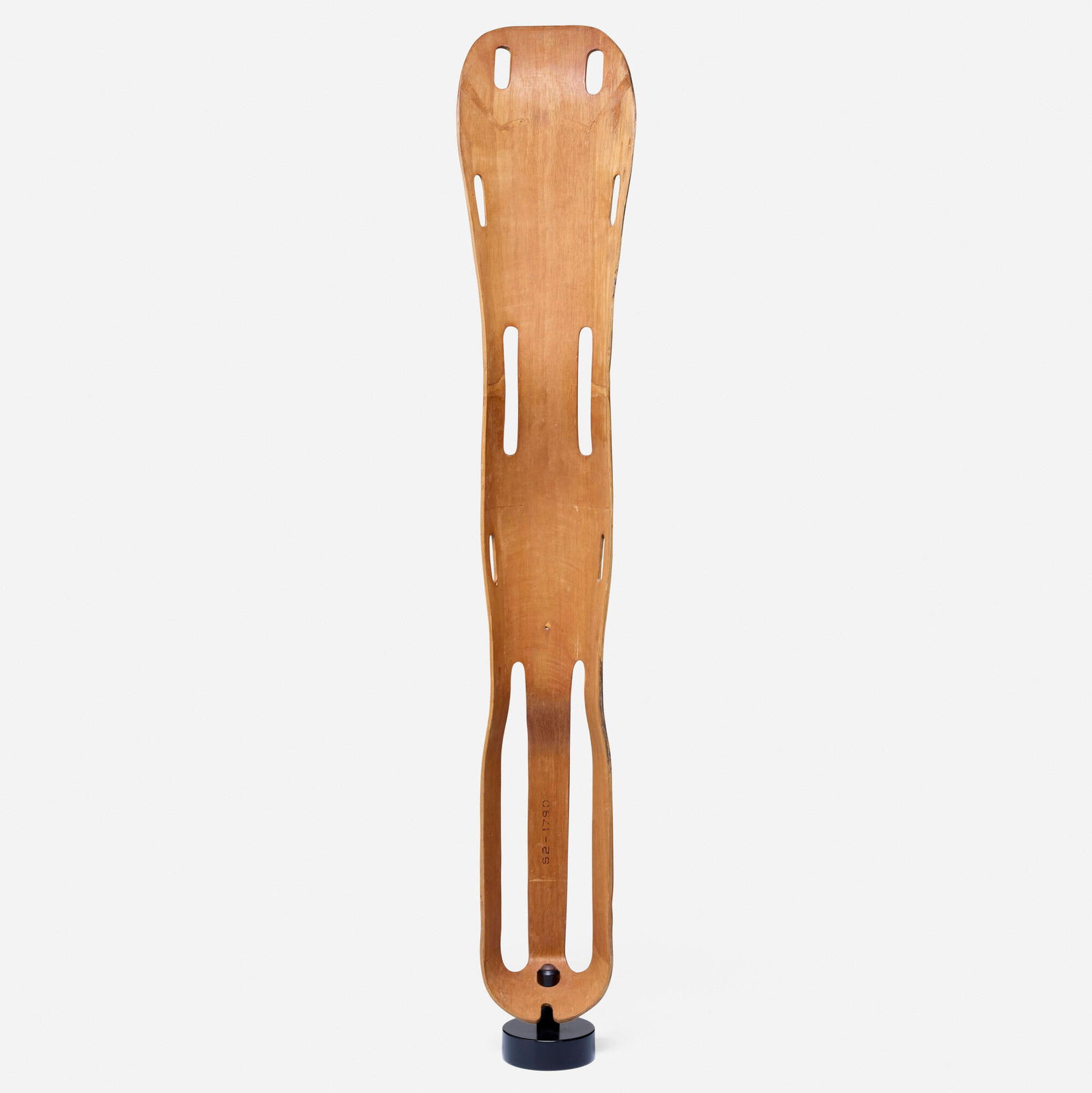 Charles and Ray Eames, Leg splint, model S2-1790: Charles and Ray Eames Leg splint, model S2-1790 Evans Products USA, 1943 molded birch plywood 44 h x 7.5 w x 4.5 d in (112 x 19 x 11 cm) Branded model number to interior 'S2-1790'. Sold with