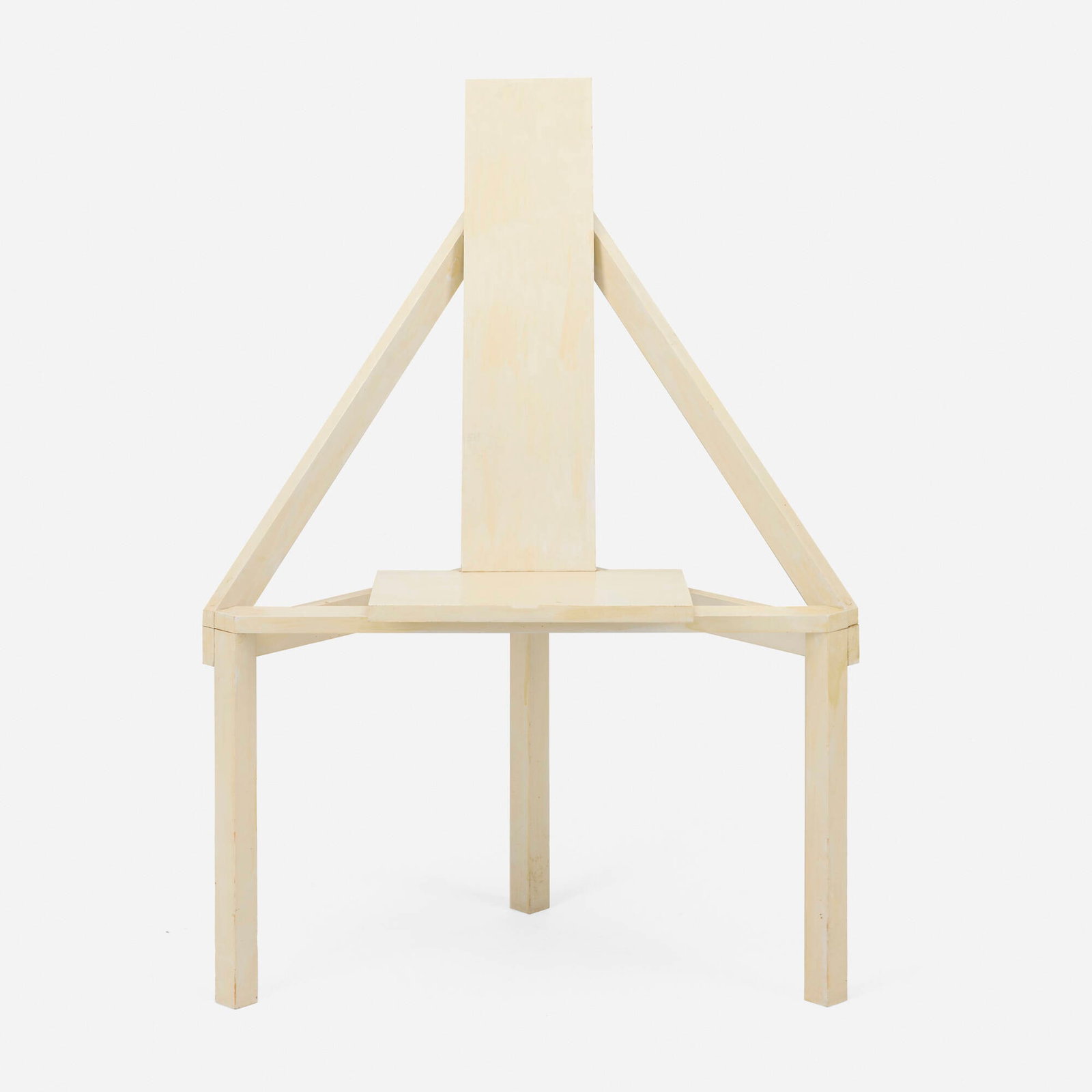 Steven Holl, A-Chair: Steven Holl A-Chair USA, 1980 painted wood 41 h x 28 w x 18.5 d in (104 x 71 x 47 cm) Signed, titled, dated, numbered and inscribed to underside 'S. Holl ? 9/15 80 'A' Type chair City of