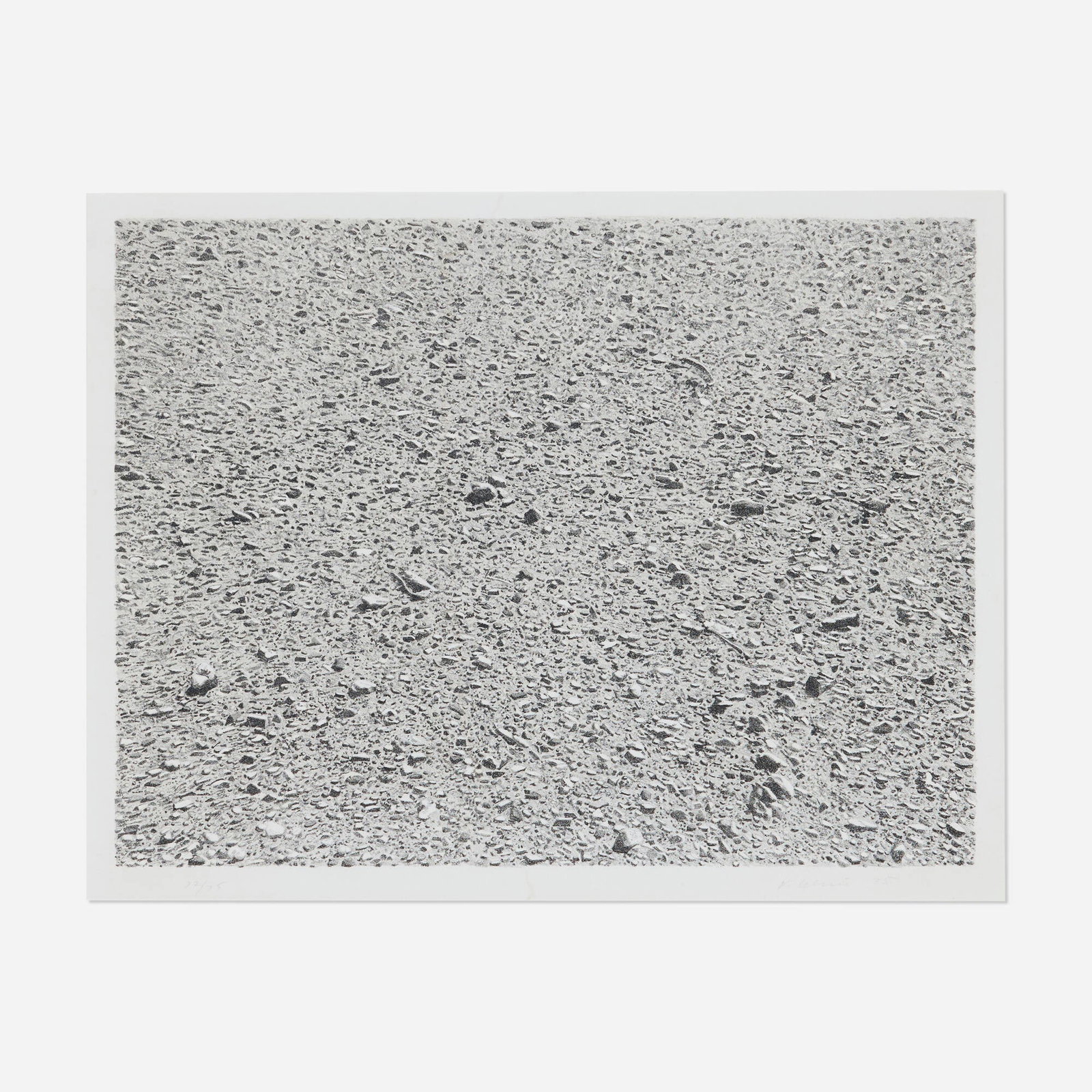 Vija Celmins, Untitled (Desert) (from the Untitled portfolio): Vija Celmins Untitled (Desert) (from the Untitled portfolio) 1975 lithograph on Twinrocker Handmade paper image: 12.25 h x 16.375 w in (31 x 42 cm) sheet: 16.375 h x 20 w in (42 x 51 cm) An example of
