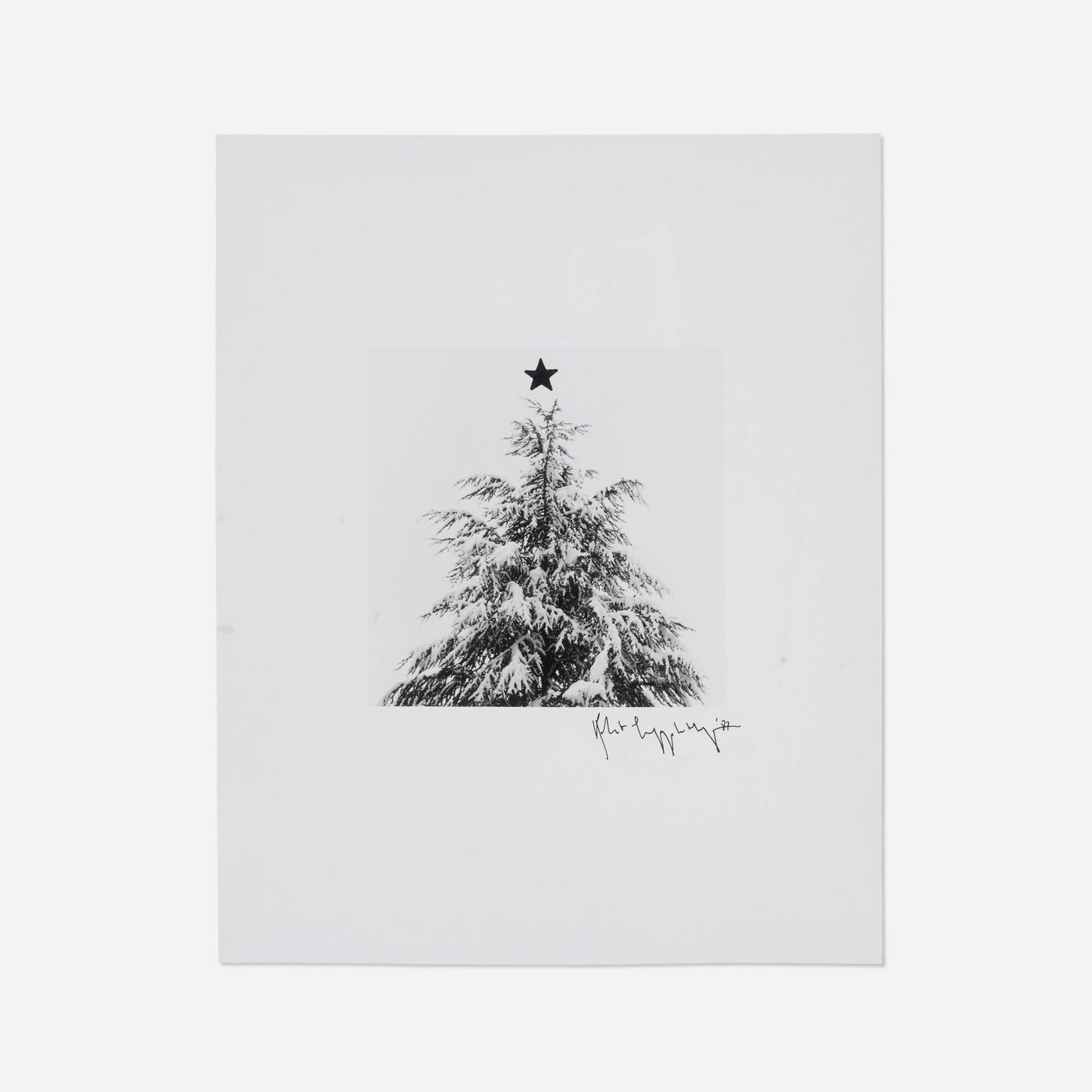 Robert Mapplethorpe, Christmas Tree: Robert Mapplethorpe Christmas Tree 1987 gelatin silver print with cut-out image: 4.25 h x 4.25 w in (11 x 11 cm) sheet: 10 h x 8 w in (25 x 20 cm) Signed and dated to lower right margin 'Robert M