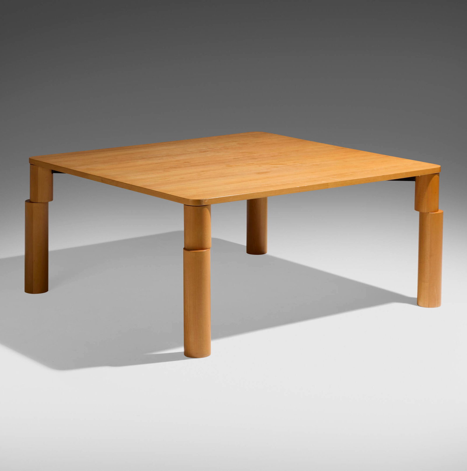 Ettore Sottsass, Shift dining table: Ettore Sottsass Shift dining table Knoll International Italy, 1986 beech veneer, enameled steel 28.75 h x 60 w x 60 d in (73 x 152 x 152 cm) In 1988, Sottsass Shift table won a ROSCOE Award for