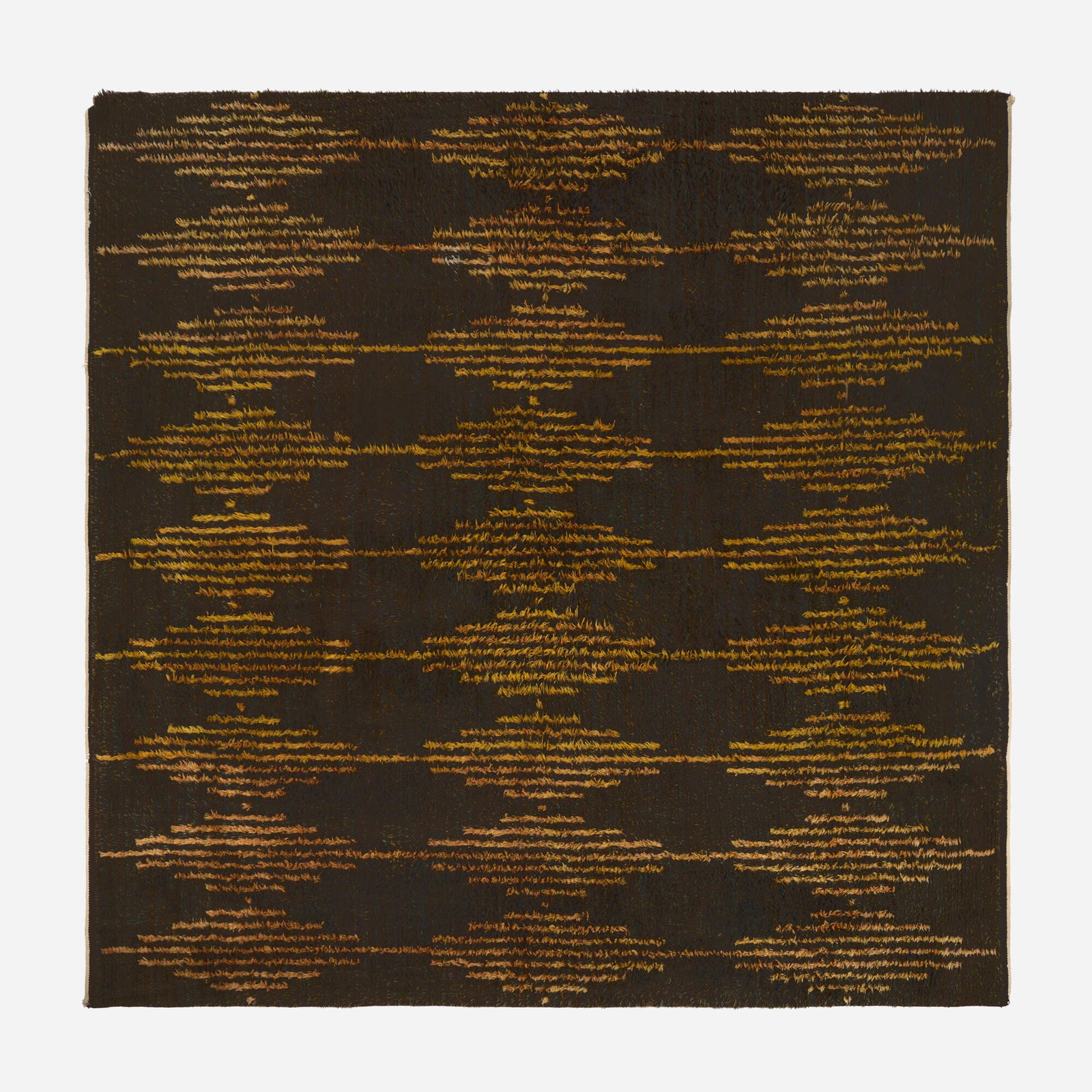 Swedish, Rya pile carpet: Swedish Rya pile carpet c. 1965 hand-knotted wool 12' x 11'7" in (367 x 354 cm) Provenance: Collection of Mark McDonald This work will ship from Lambertville, New Jersey.