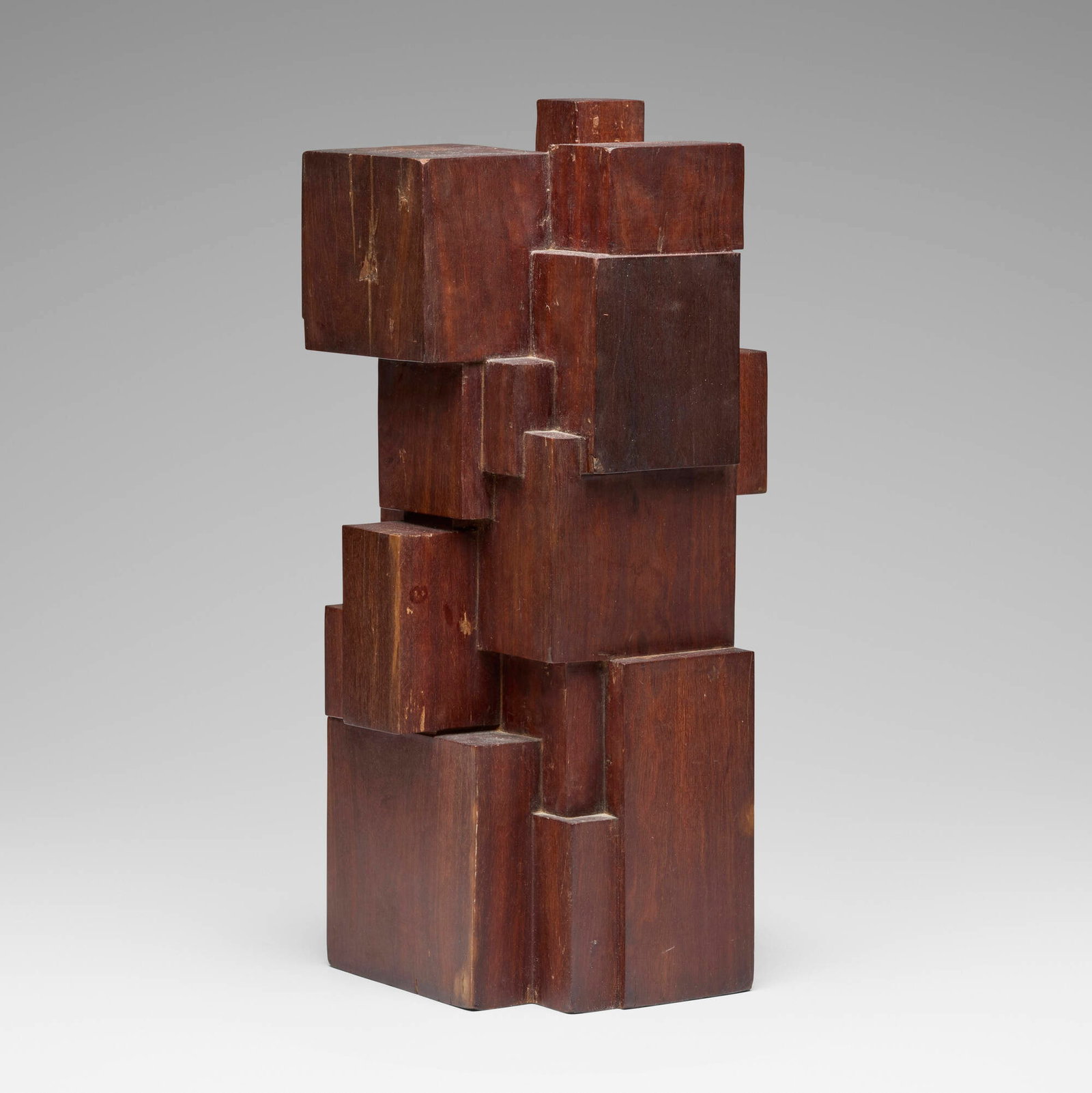 Artist Unknown, Untitled (sculpture): Artist Unknown Untitled (sculpture) 20th century walnut 19 h x 9.5 w x 7.75 d in (48 x 24 x 20 cm) Incised signature to lower corner 'ER'. Provenance: Collection of Mark McDonald This work