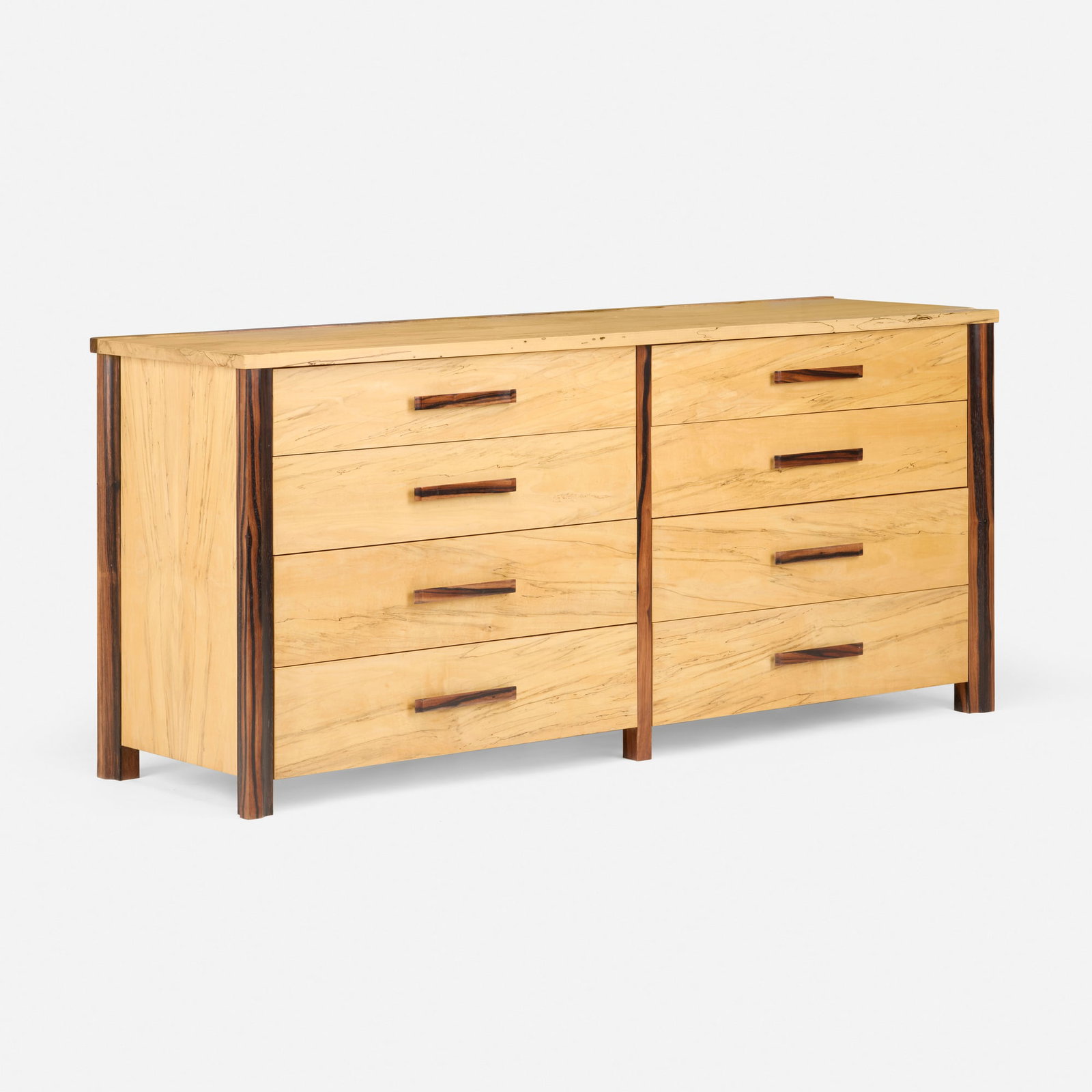 Peter Superti, Chest of drawers: Peter Superti Chest of drawers USA, 21st century spalted maple veneer, maple, cherry, marblewood 37.25 h x 80 w x 24 d in (95 x 203 x 61 cm) Chest features eight drawers. Provenance: Collection of