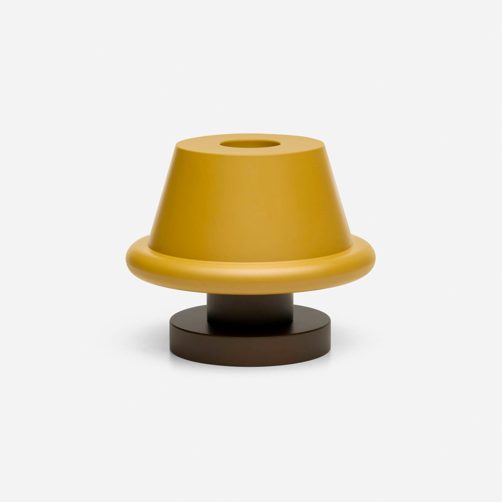 Ettore Sottsass, Senape vases, pair: Ettore Sottsass Senape vases, pair MaruTomi Italy, 1997 plastic 5.625 h x 6.625 dia in (14 x 17 cm) Molded manufacturer's mark to underside of each example 'E. Sottsass 1997 MaruTomi Made