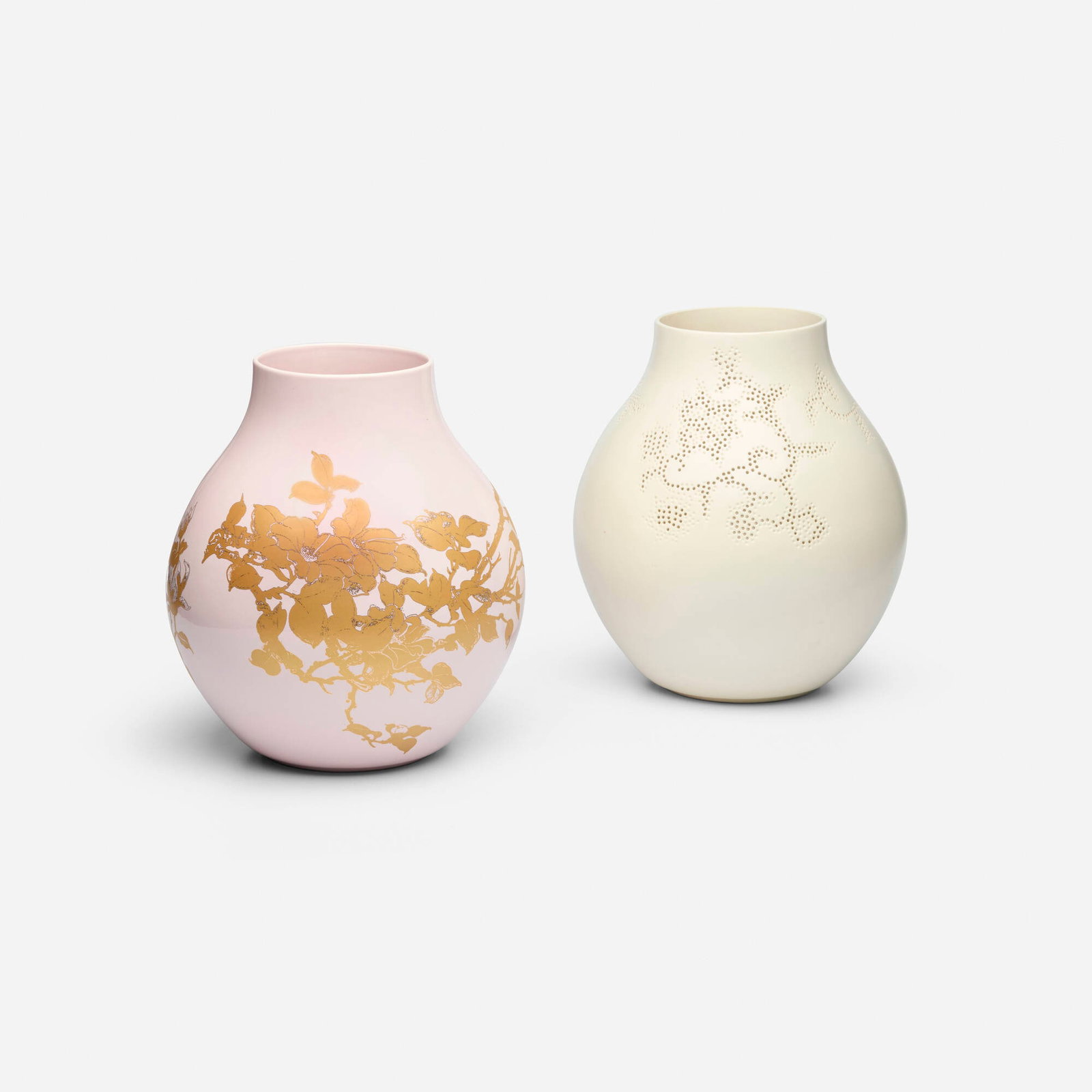 Hella Jongerius, Jonsberg vases, set of two: Hella Jongerius Jonsberg vases, set of two Ikea Sweden, 2006 glazed porcelain 13.25 h x 11.5 dia in (34 x 29 cm) Decal manufacturer's label to underside of each example 'Ikea Design and Quality