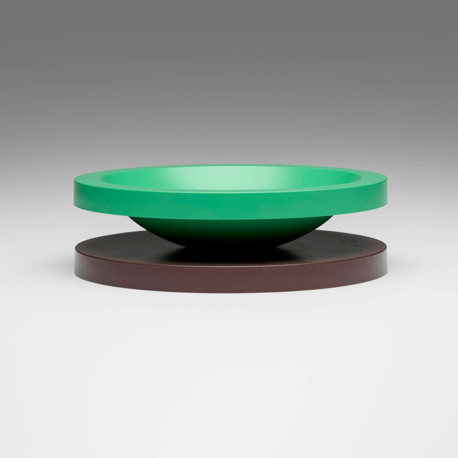 Ettore Sottsass, Basilico Big bowl: Ettore Sottsass Basilico Big bowl MaruTomi Italy, 2001 lacquered plastic 3 h x 9.875 dia in (8 x 25 cm) Molded manufacturer's mark to underside '? E Sottsass 2001 MaruTomi Made in Japan'.
