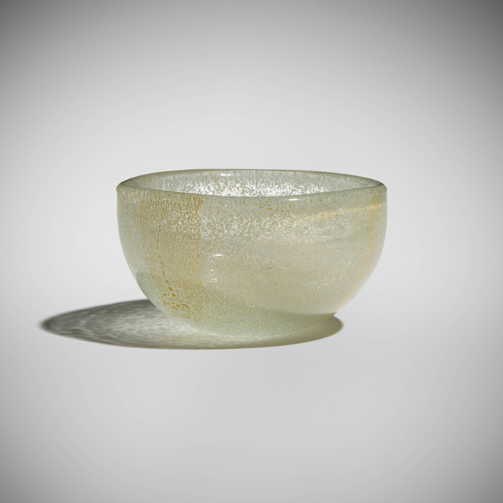 Carlo Scarpa, Bollicine bowl: Carlo Scarpa Bollicine bowl Venini Italy, c. 1935 bollicine glass 2.75 h x 4.75 w x 4.75 d in (7 x 12 x 12 cm) Signed with acid stamp to underside 'Venini'. Provenance: Collection of Mark
