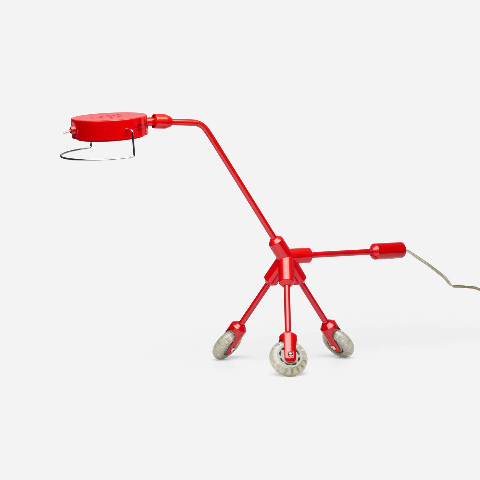 Harry Allen, Kila table lamp: Harry Allen Kila table lamp Ikea USA / Sweden, 2001 plastic, rubber, steel 15.5 h x 24 w x 8.5 d in (39 x 61 x 22 cm) Decal manufacturer's label to arm 'Ikea Kila 17796'. Sold with original