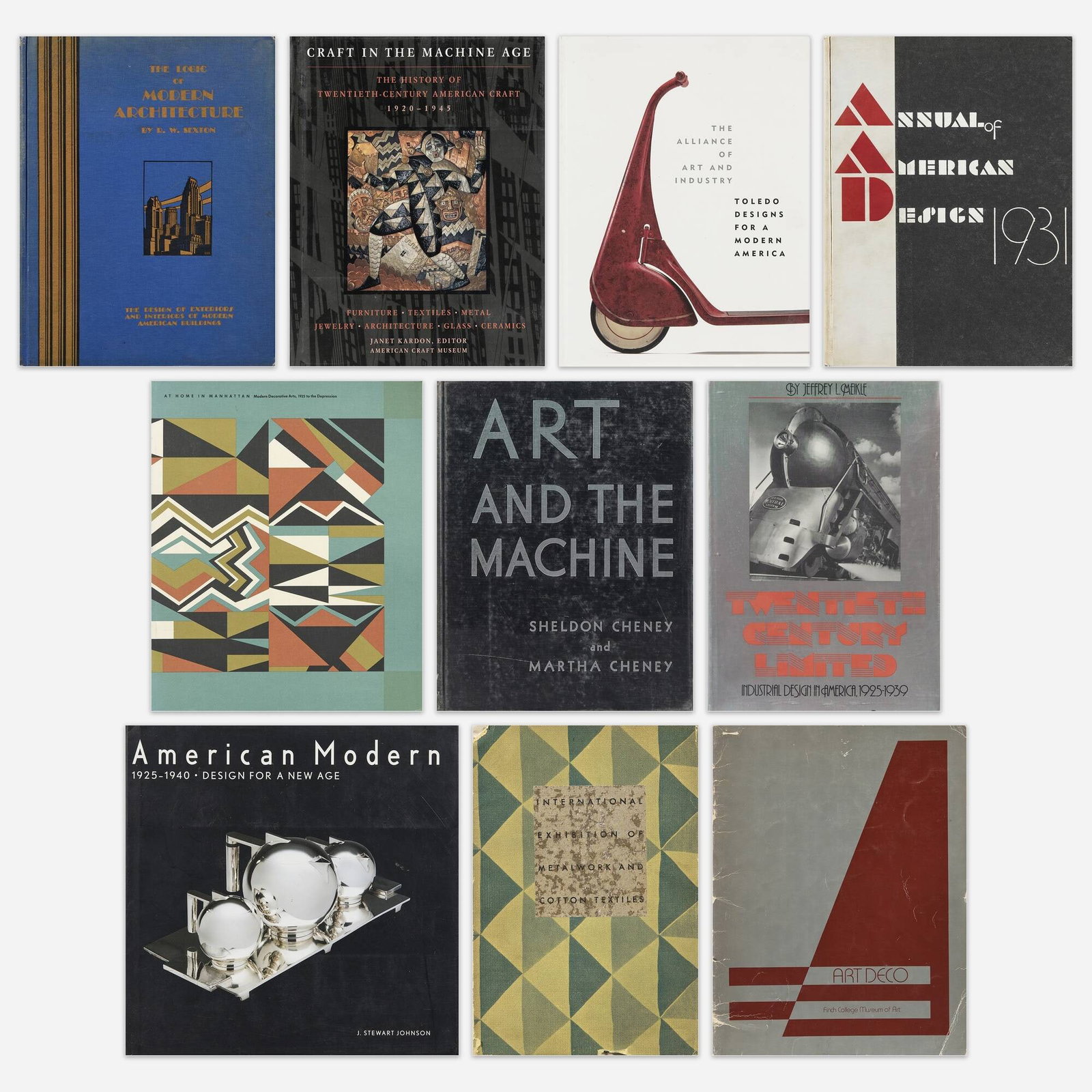 Machine Age/American Art Deco surveys, ten: Machine Age/American Art Deco surveys, ten 1929-2002 bound printed paper Provenance: Collection of Mark McDonald Complete Lot Details The Logic of Modern Architecture R. W. Sexton,