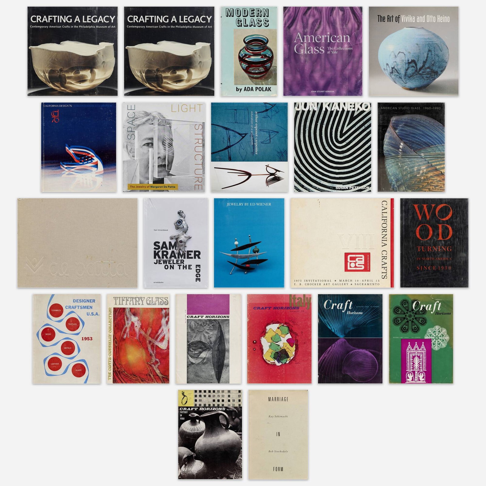 American Craft surveys and monographs, twenty-two: American Craft surveys and monographs, twenty-two 1953-2020 bound printed paper Provenance: Collection of Mark McDonald Complete Lot Details Crafting a Legacy: Contemporary American Cra