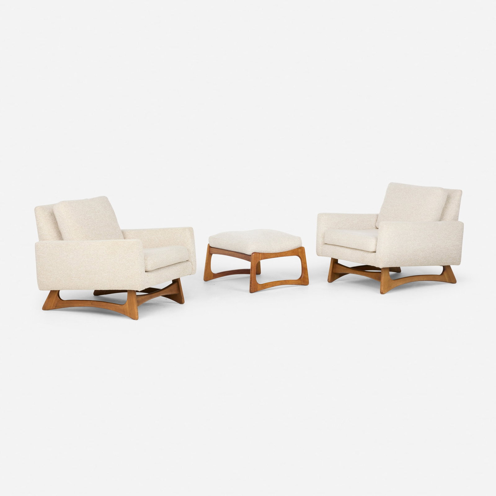 Adrian Pearsall, Lounge chairs model 2406-C, pair and ottoman (1 of 4)