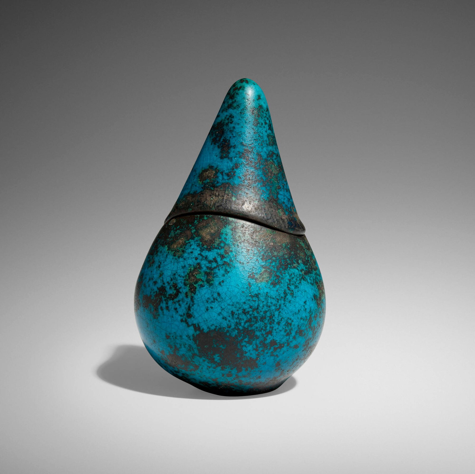 Hans Hedberg, Lidded vessel: Hans Hedberg Lidded vessel Sweden, c. 1970 glazed stoneware 5 h x 3 w x 2.75 d in (13 x 8 x 7 cm) Incised signature to underside 'Hhg'. Provenance: Hostler Burrows, New York | Private Collection This