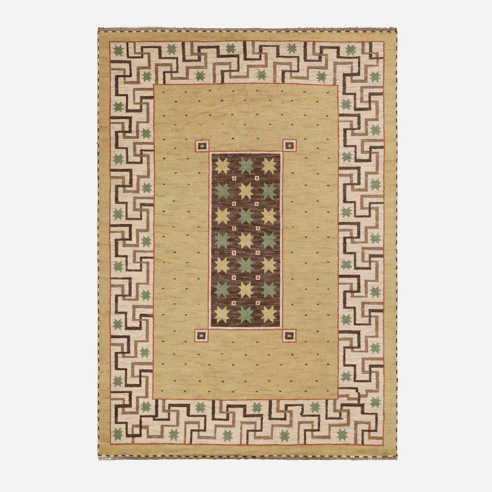 Marta Maas-Fjetterstrom, Il Greco pile carpet: Marta Maas-Fjetterstrom Il Greco pile carpet Marta Maas-Fjetterstrom AB Sweden, 1935 / executed before 1942 hand-knotted wool 6'10" x 10'1" in (210 x 307 cm) Woven signature to edge 'MMF'.