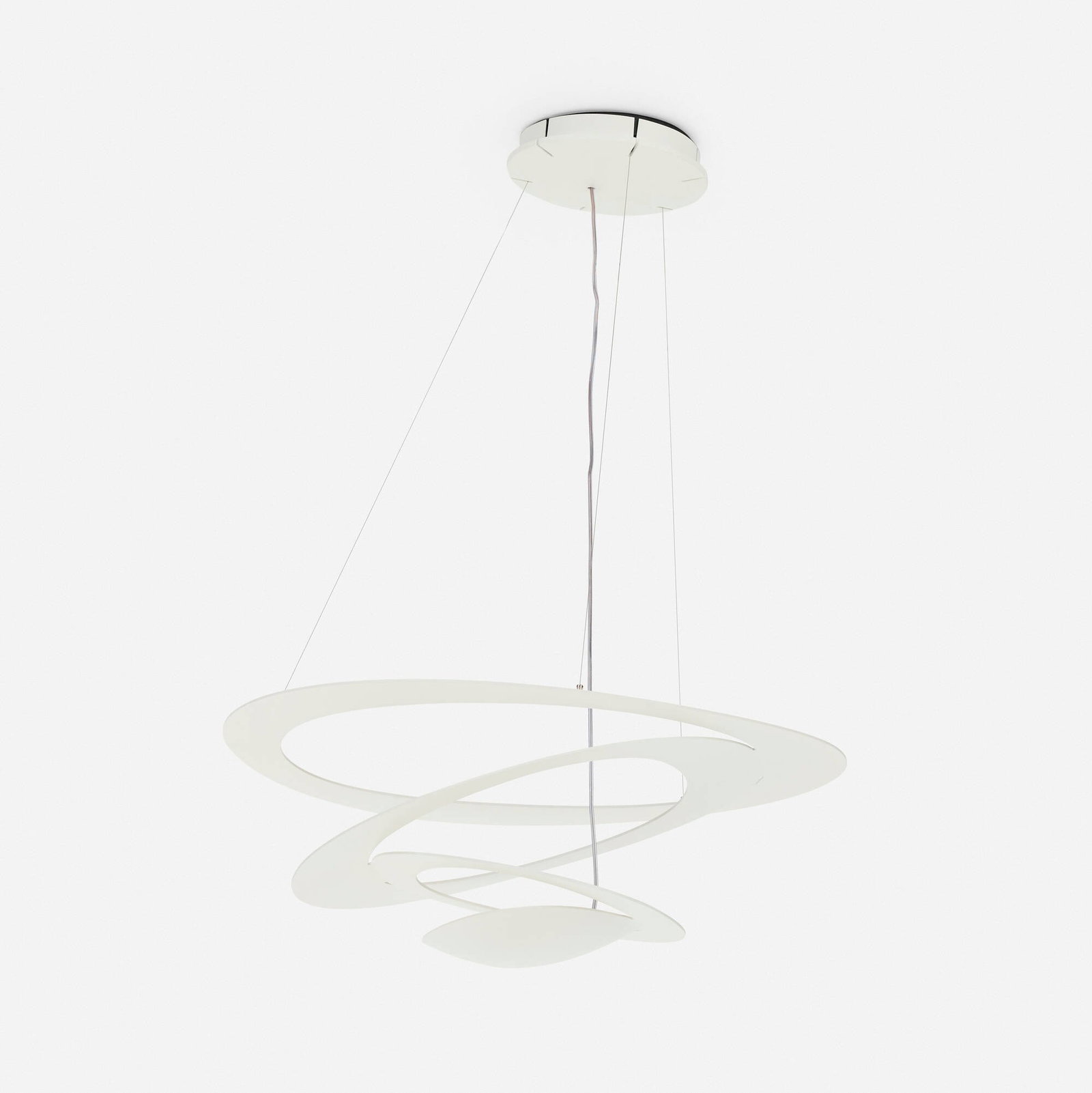 Giuseppe Maurizio Scutella, Pirce Mini Suspension lamp: Giuseppe Maurizio Scutella Pirce Mini Suspension lamp Artemide 2008 / 2016 powder-coated aluminum 9 h x 27 w x 25 d in (23 x 69 x 63 cm) Metal manufacturer's label to interior