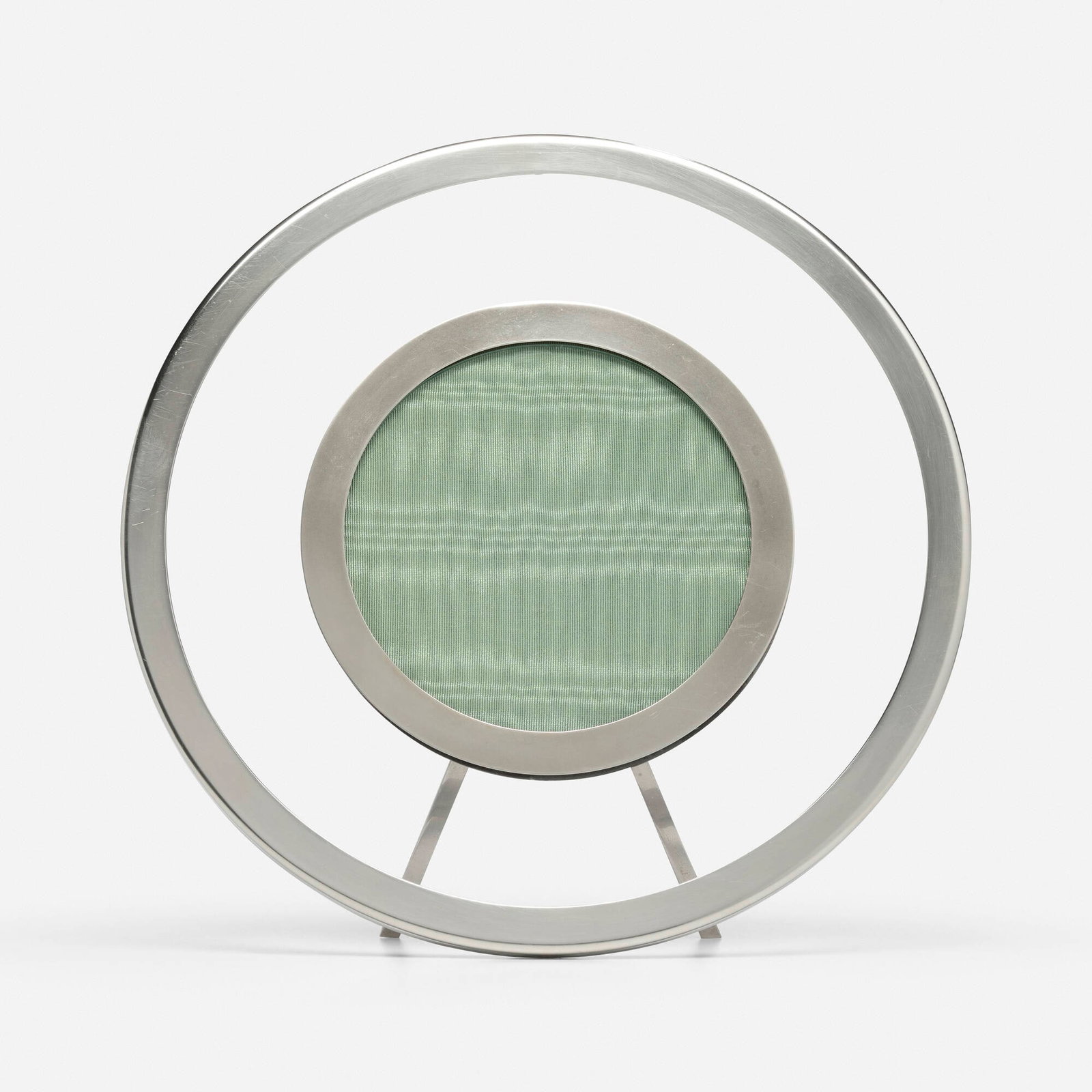 Gabriella Crespi, Picture frame: Gabriella Crespi Picture frame Italy, c. 1970 nickel-plated brass, glass 11.5 h x 11.75 w x 3.75 d in (29 x 30 x 10 cm) Impressed manufacturer's mark to reverse 'Gabriella Crespi