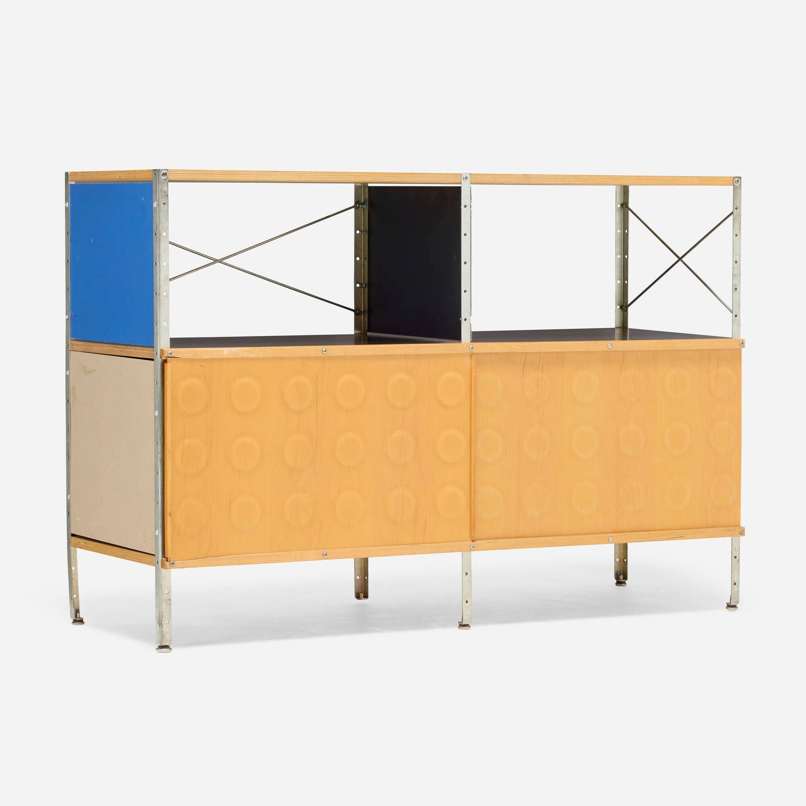 Charles and Ray Eames, ESU 200-C: Charles and Ray Eames ESU 200-C Herman Miller USA, 1950 / c. 2005 birch plywood, zinc-plated steel, molded plywood, laminate 32.25 h x 47.25 w x 16.5 d in (82 x 120 x 42 cm) Unit features two sliding