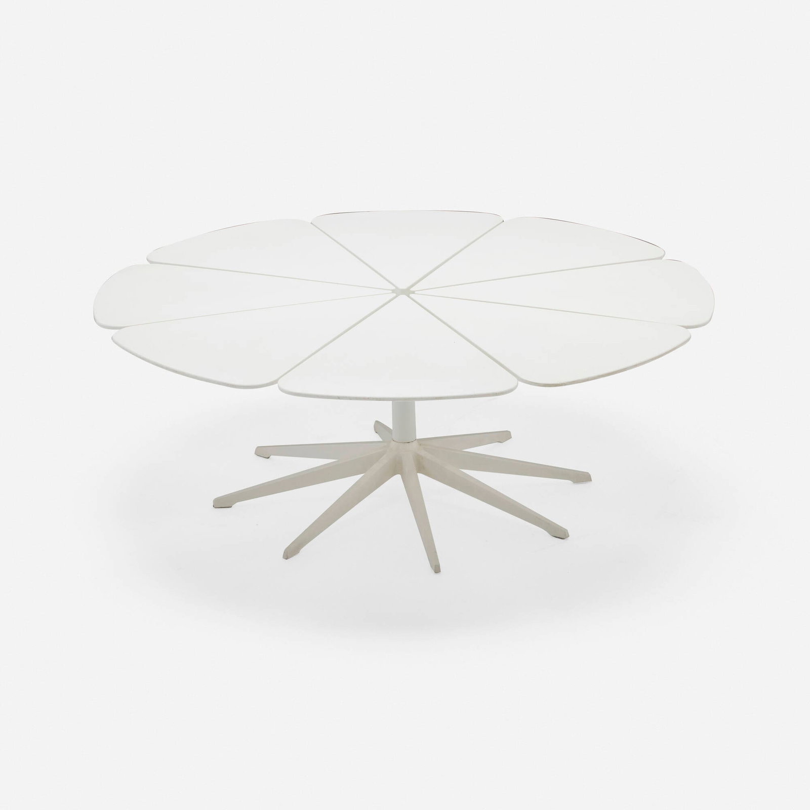 Richard Schultz, Petal coffee table: Richard Schultz Petal coffee table KnollStudio USA, 1960 / c. 2012 plastic, powder-coated aluminum and stainless steel 15.25 h x 42.5 dia in (39 x 108 cm) A similar example of this design is in the