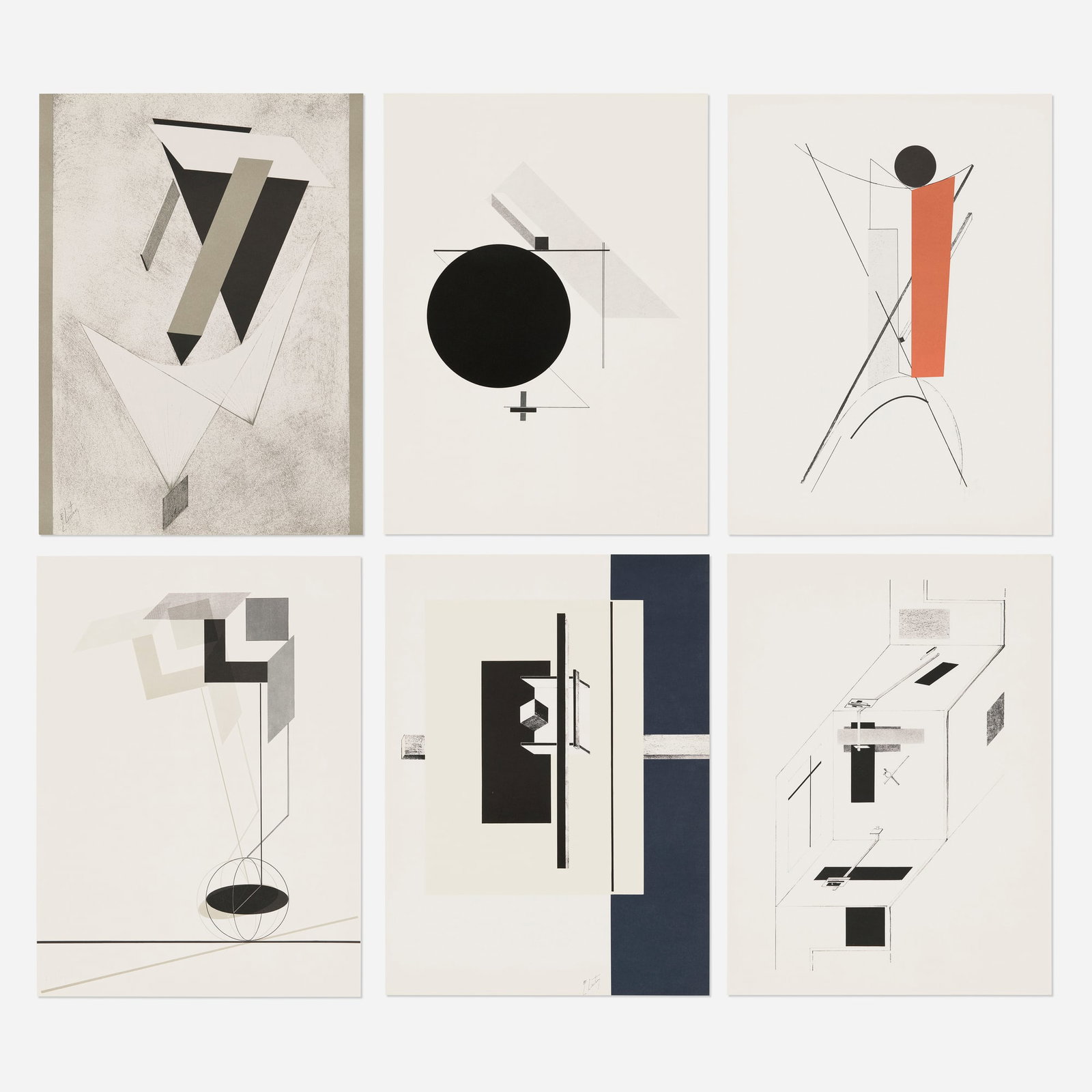 El Lissitzky, 1deg Kestnermappe (reprint): El Lissitzky 1deg Kestnermappe (reprint) 1923 / 1992 lithograph, lithograph in colors on 250 gram Oxford sheet (each): 24.125 h x 17.75 w in (61 x 45 cm) folio: 24.75 h x 18.25 w in (63 x 46 cm) Signe