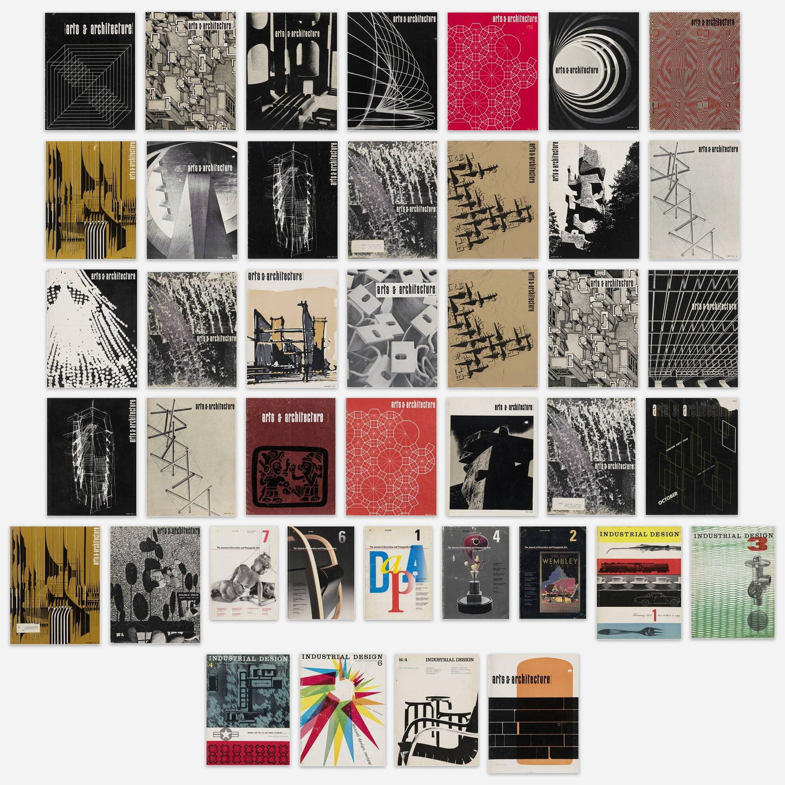 Modern Design magazines, forty-one: Modern Design magazines, forty-one bound printed paper Provenance: Collection of Michael and Gabrielle Boyd Complete Lot Details Arts & Architecture, Arts & Architecture, Los Angeles, 19