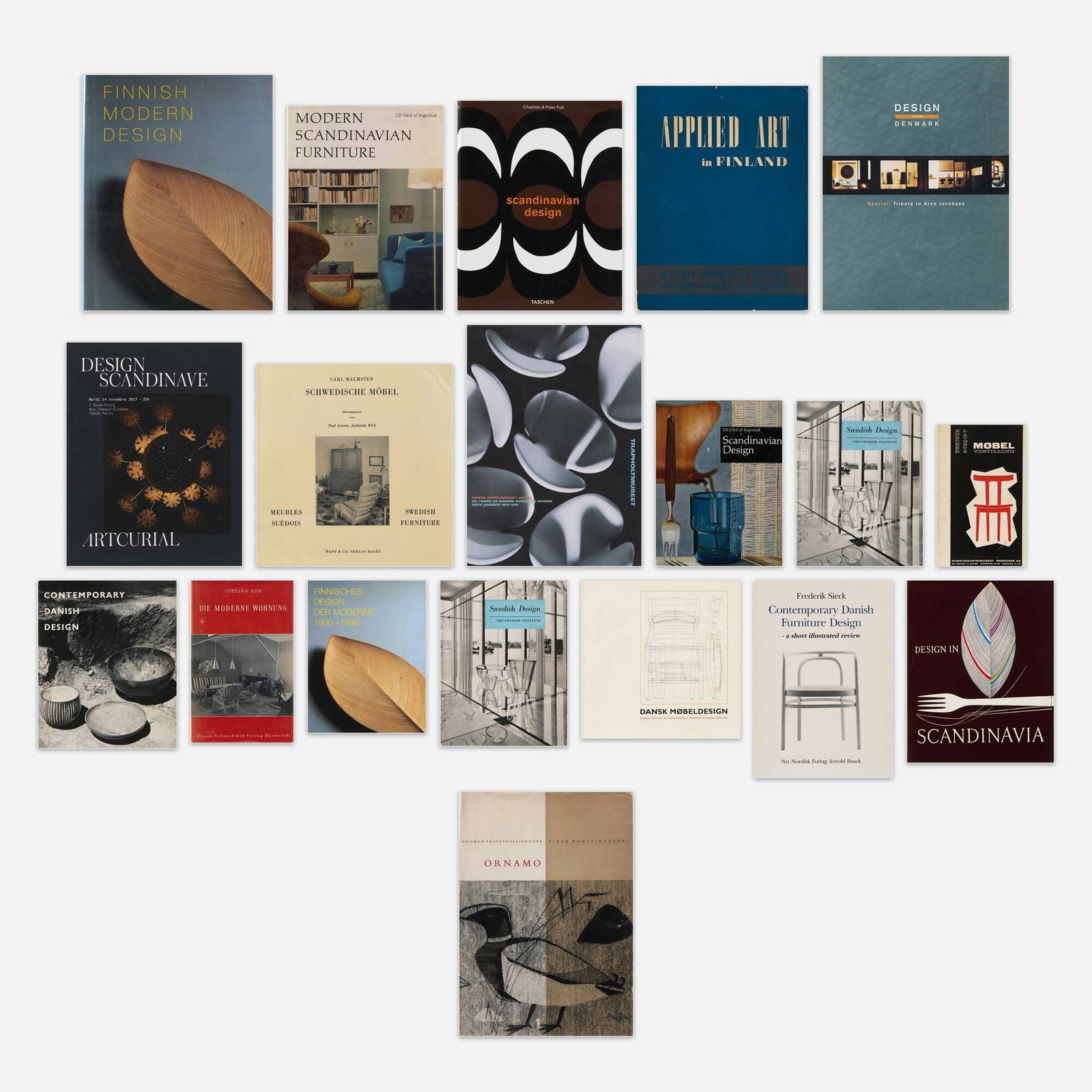 Scandinavian Design surveys, nineteen: Scandinavian Design surveys, nineteen bound printed paper Provenance: Collection of Michael and Gabrielle Boyd Complete Lot Details Design from Denmark, Tribute to Arne Jacobsen: 100 years i