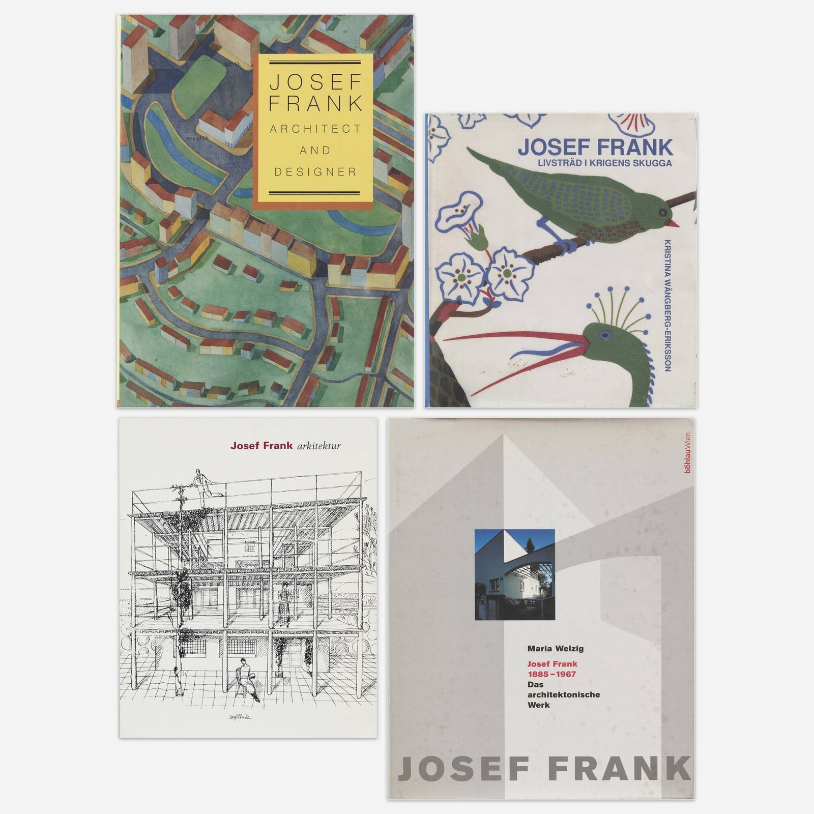 Josef Frank monographs, four: Josef Frank monographs, four bound printed paper Provenance: Collection of Michael and Gabrielle Boyd Complete Lot Details Josef Frank (1885-1967): das architektonische Werk Maria Welzig