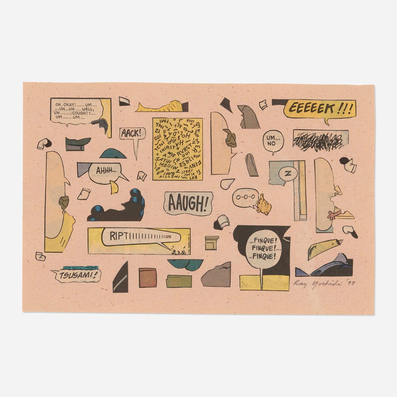 Ray Yoshida, Tsunami: Ray Yoshida Tsunami 1999 collage on paper 6.625 h x 10 w in (17 x 25 cm) Signed and dated to lower right 'Ray Yoshida '99'. Provenance: Adam Baumgold Gallery, New York | Daniel