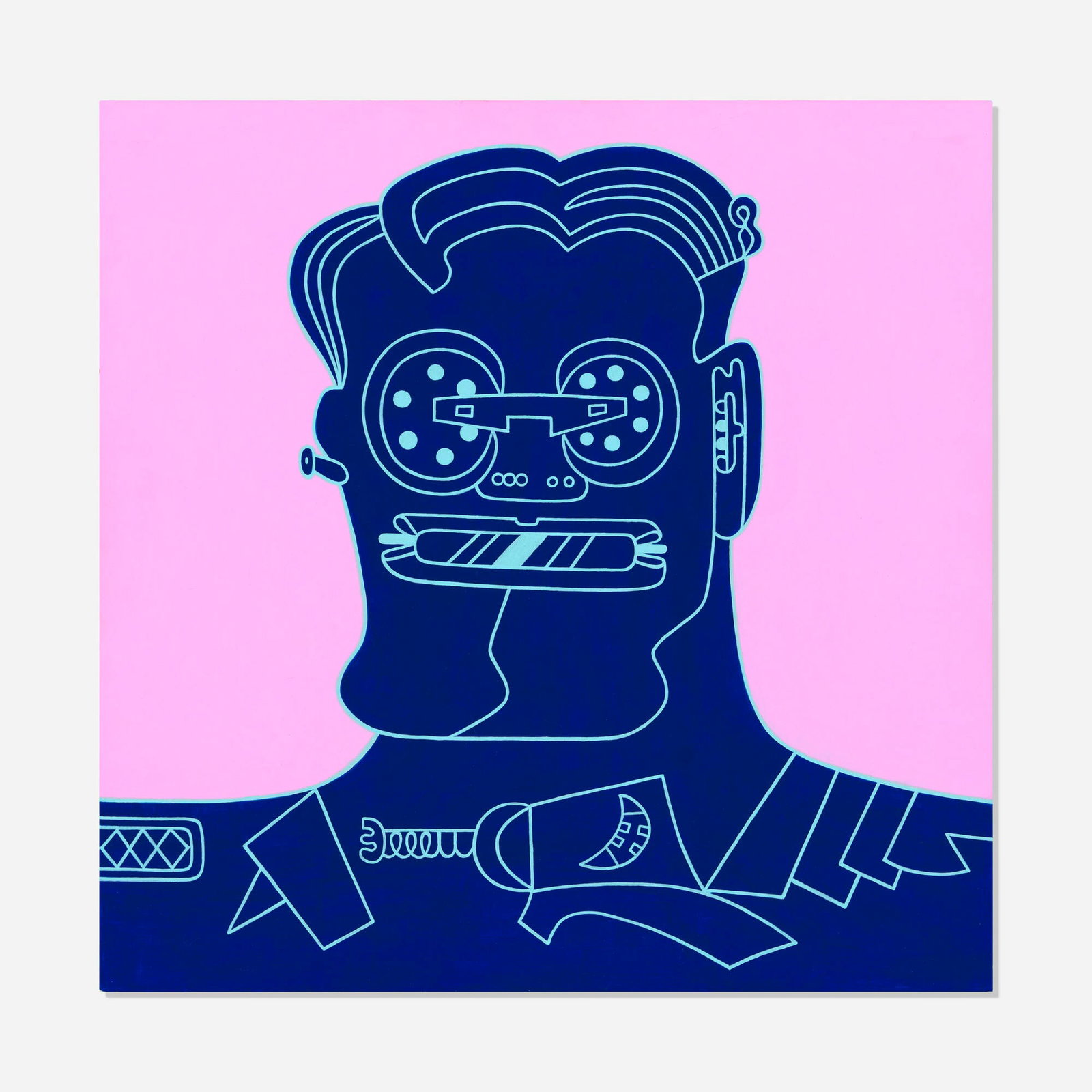 Karl Wirsum, Mr. Newer Bluer: Karl Wirsum Mr. Newer Bluer 2004 acrylic on panel 19.75 h x 19.75 w in (50 x 50 cm) Provenance: Jean Albano Gallery, Chicago | Acquired from the previous in 2005, Private Collection | Hindman Auctio
