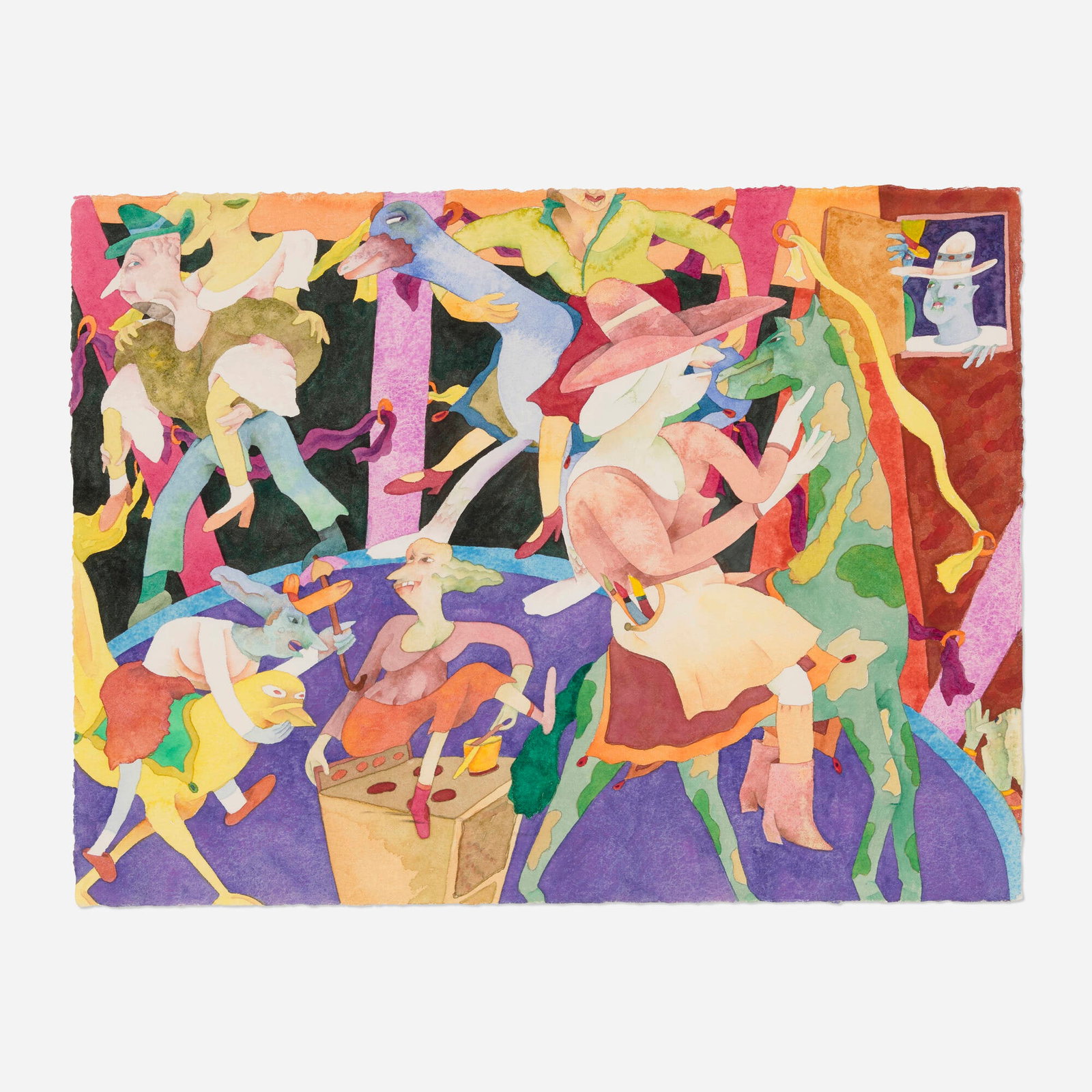 Gladys Nilsson, The Merry Go Round: Gladys Nilsson The Merry Go Round 1992 watercolor on paper 11.25 h x 15 w in (29 x 38 cm) Signed, titled, and dated to verso 'Gladys Nilsson 1992 The Merry Go Round'. Provenance: Jean