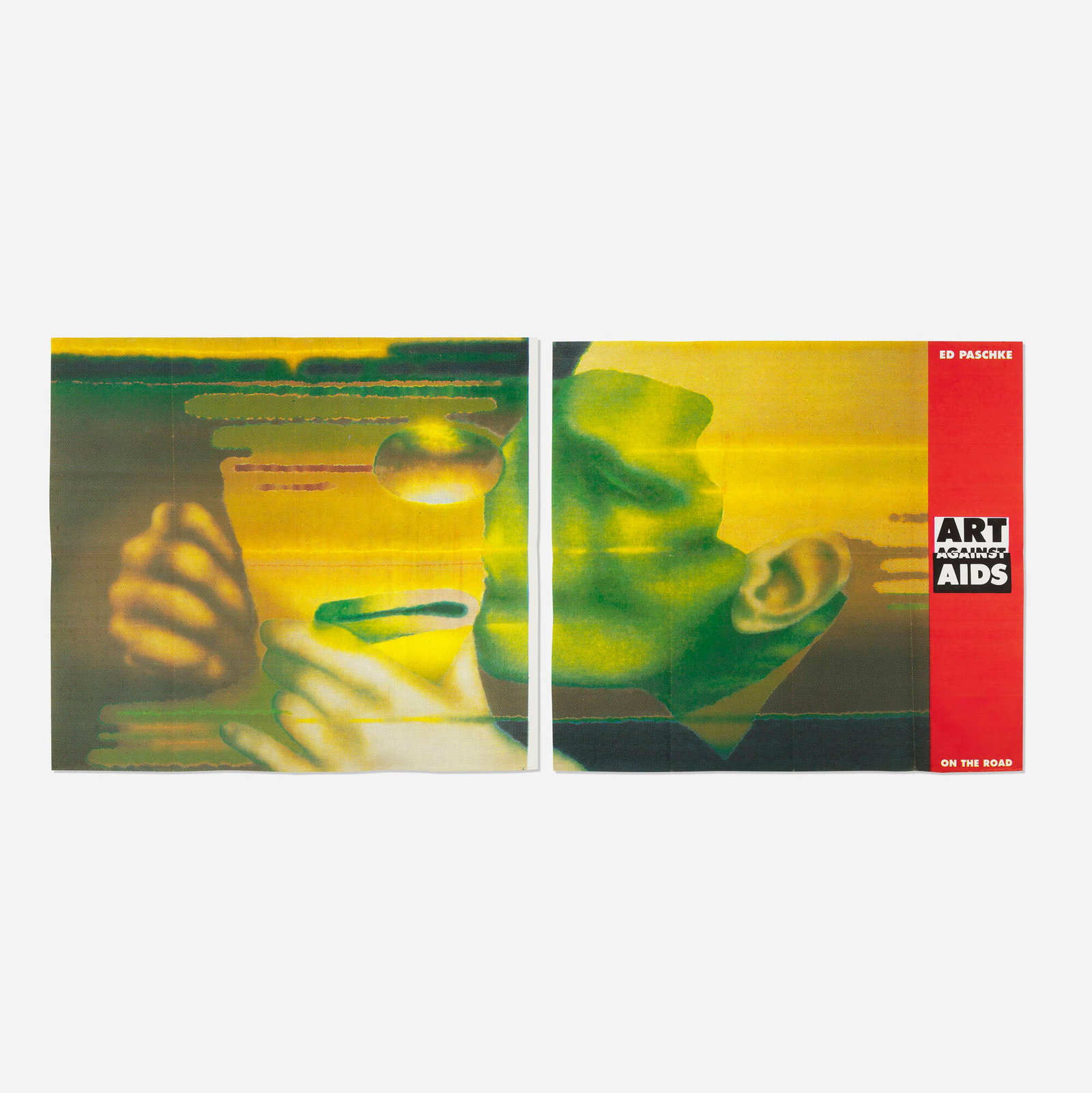 Ed Paschke, Art Against AIDS, On the Road poster: Ed Paschke Art Against AIDS, On the Road poster 1982 offset lithograph in colors in two parts overall: 60.125 h x 132.25 w in (153 x 336 cm) This work is from the edition of unknown size printed and p