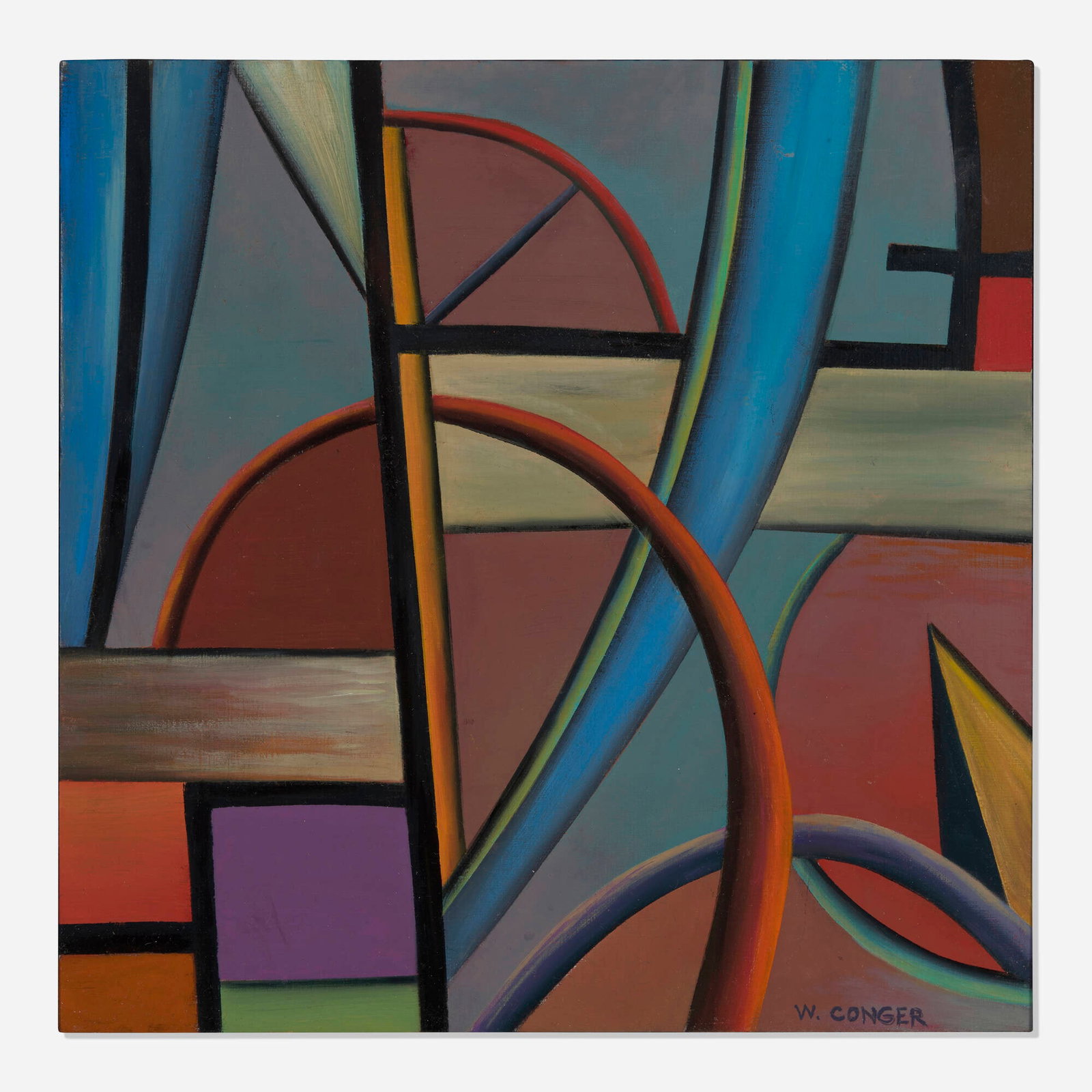 William Conger, Parkway: William Conger Parkway 2007 oil on wood 9.75 h x 9.75 w in (25 x 25 cm) Signed to lower right 'W. Conger'. Signed twice, titled, and dated to verso 'W. Conger 2007 W. Conger Parkway