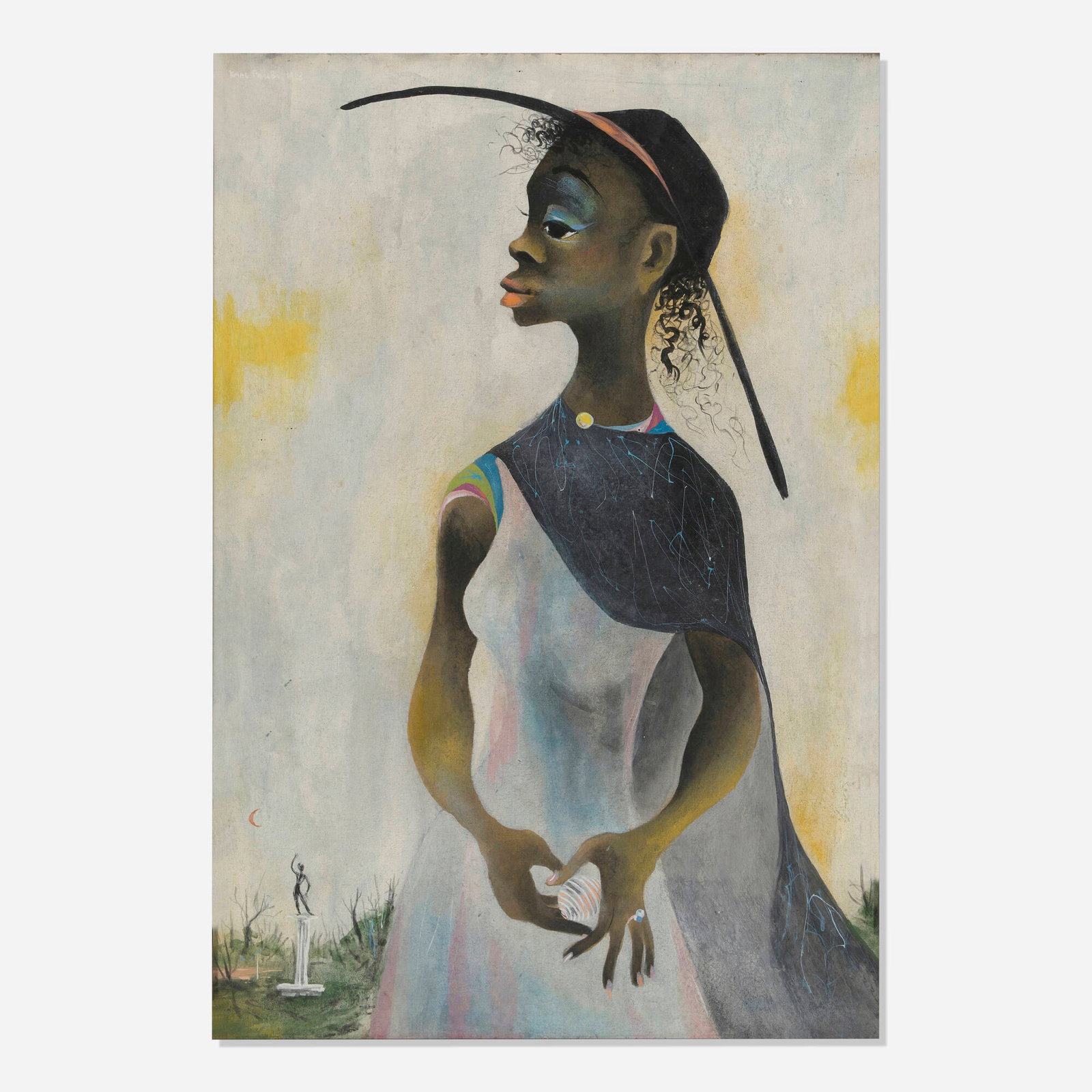 Karl Priebe, The Baroness Rudlieb: Karl Priebe The Baroness Rudlieb 1953 gouache on board 20 h x 13.875 w in (51 x 35 cm) Signed and dated to upper left 'Karl Priebe 1953'. Provenance: Gifted by the artist, Collectio