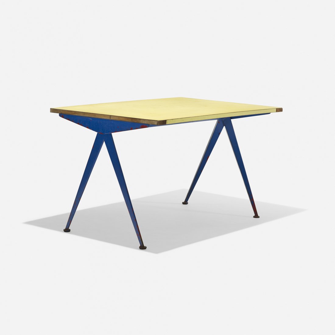 Jean Prouvé Compass desk: Jean Prouvé Compass desk Ateliers Jean Prouvé France, 1953 enameled steel, laminate 46.25 w x 31 d x 27.5 h inches Literature: Jean Prouvé, Complete Works Volume 3: 1944-1954, Sulzer, ppg. 268-269 