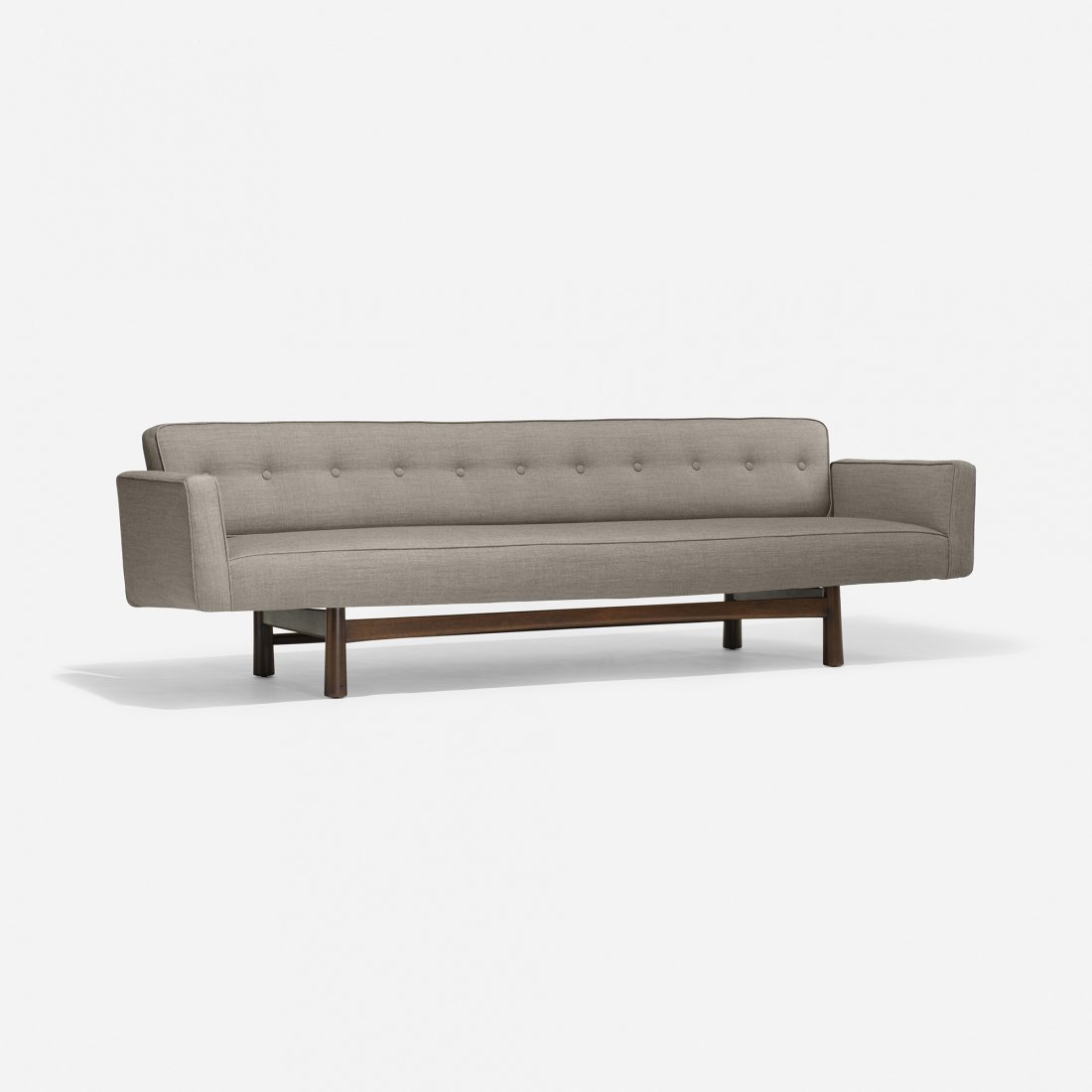 Edward Wormley sofa, model 5316: Edward Wormley sofa, model 5316 Dunbar USA, 1953 stained walnut, upholstery 96.5 w x 30 d x 29 h inches Literature: Dunbar: Fine Furniture of the 1950s, Piña, ppg. 19, 175