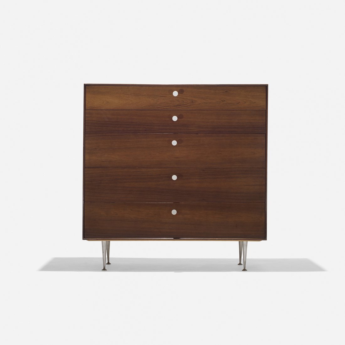 George Nelson & Associates Thin edge cabinet: George Nelson & Associates Thin edge cabinet, model 5240 Herman Miller USA, 1952 rosewood, aluminum, enameled steel 39.75 w x 20 d x 40.5 h inches Signed with applied foil manufacturer's label to draw