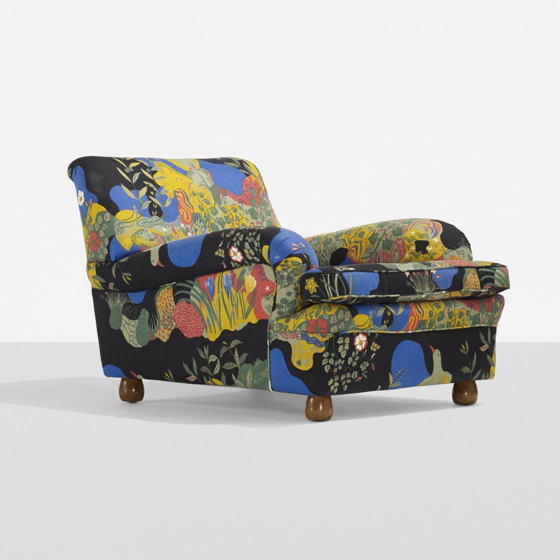 Josef Frank lounge chair: Josef Frank lounge chair Haus & Garten Austria, c. 1930 upholstery, teak 30 w x 39 d x 26 h inches This armchair features Anakreon upholstery designed by Josef Frank circa 1938. Literature: Josef Fran