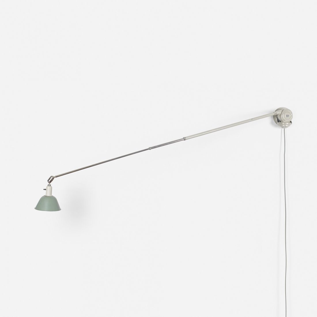 Johan Petter Johansson Triplex lamp: Johan Petter Johansson Triplex lamp Triplex Fabriken Sweden, c. 1930 enameled steel, chrome-plated steel, enameled aluminum, Bakelite 9.5 w x 60 d x 12 h inches Lamp features an adjustable arm measuri